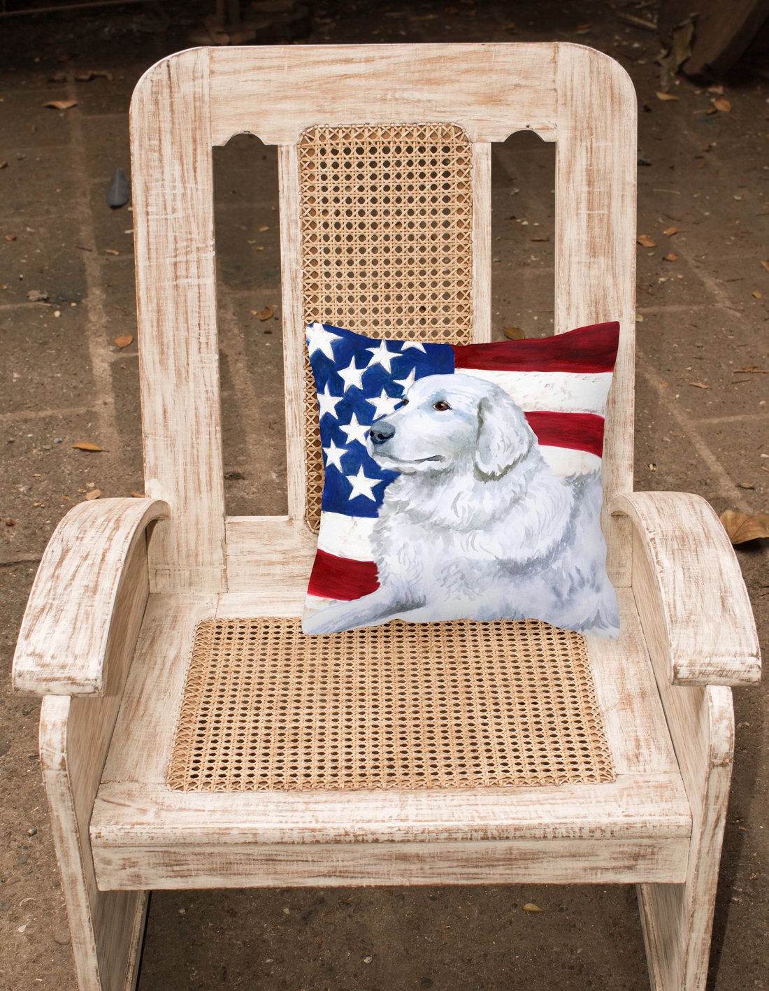 Maremma Sheepdog Patriotic Fabric Decorative Pillow BB9675PW1818 by Caroline's Treasures