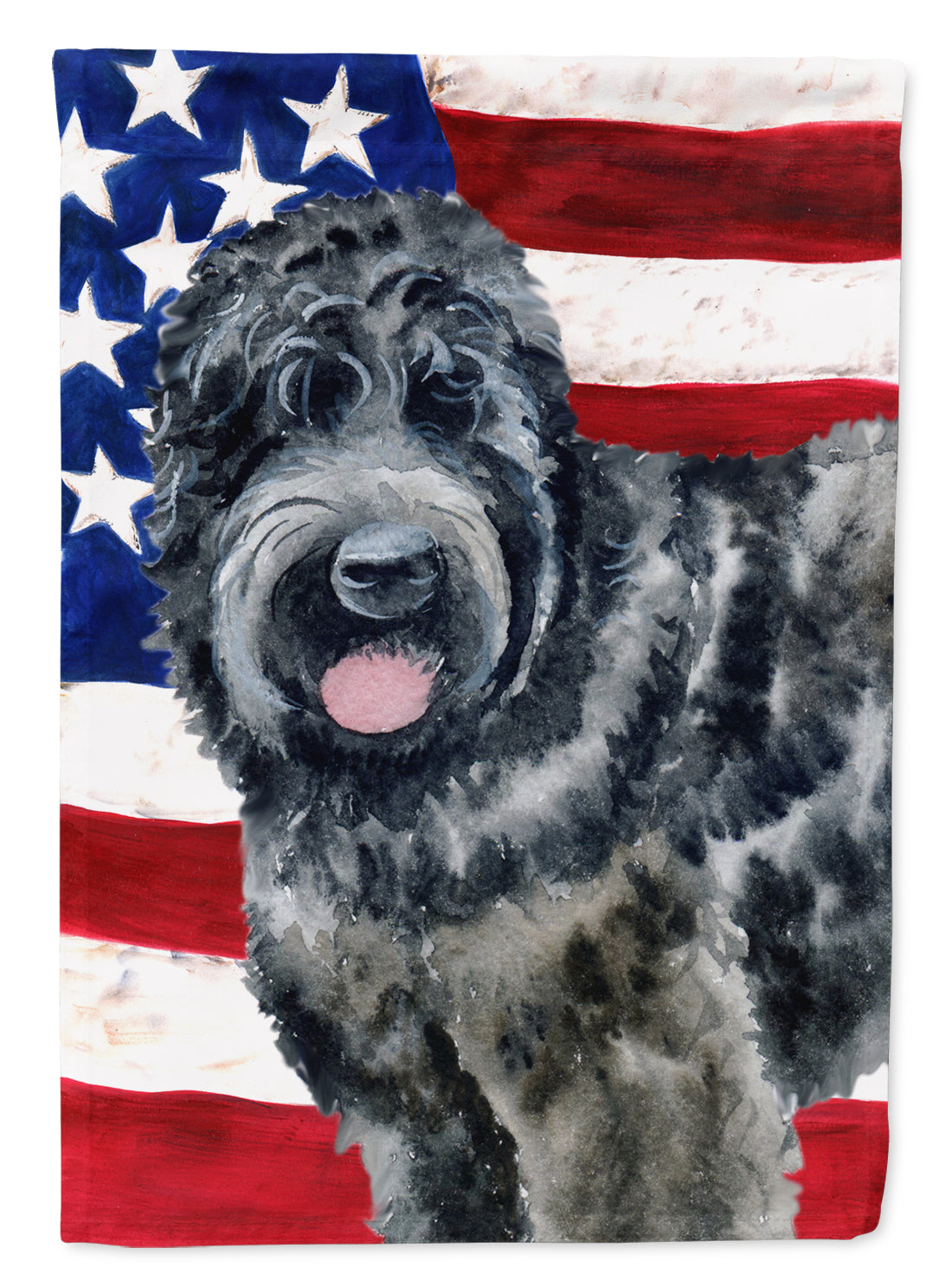 Black Russian Terrier Patriotic Flag Canvas House Size BB9677CHF