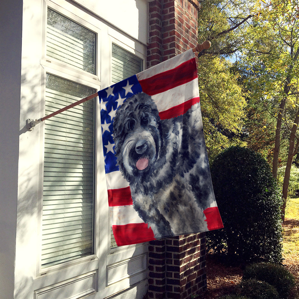 Black Russian Terrier Patriotic Flag Canvas House Size BB9677CHF  the-store.com.