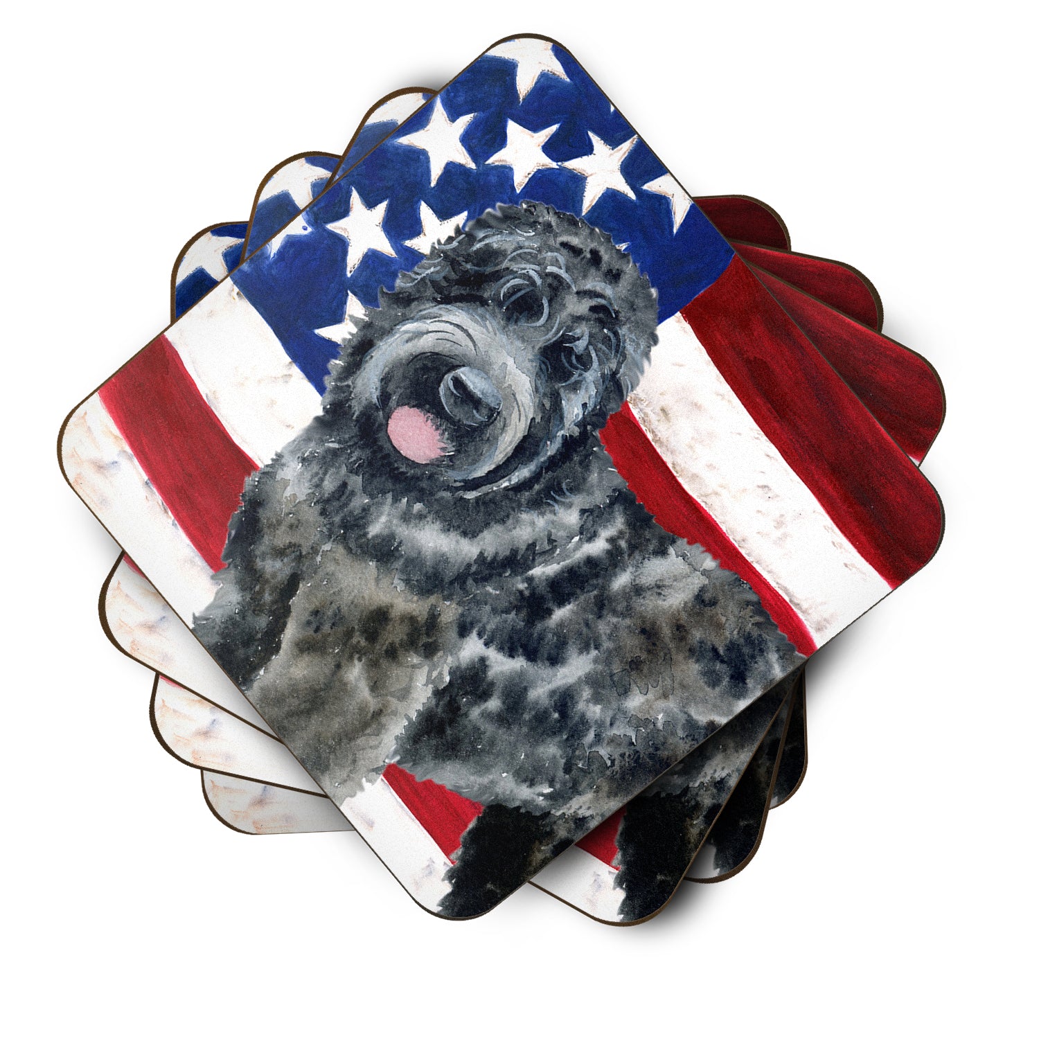 Black Russian Terrier Patriotic Foam Coaster Set of 4 BB9677FC - the-store.com
