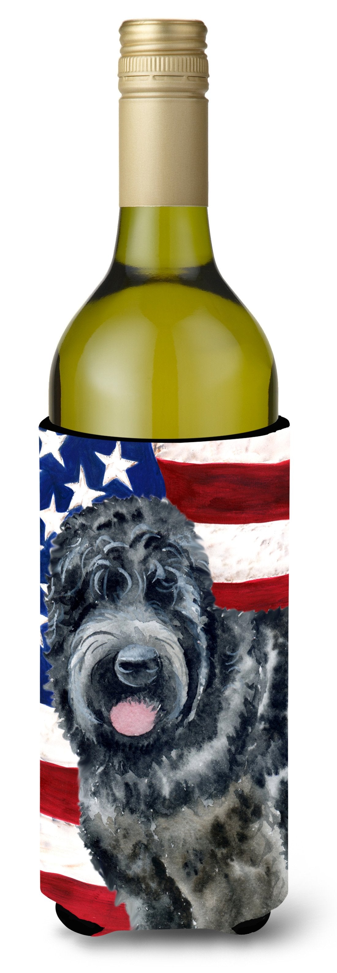 Black Russian Terrier Patriotic Wine Bottle Beverge Insulator Hugger BB9677LITERK by Caroline&#39;s Treasures