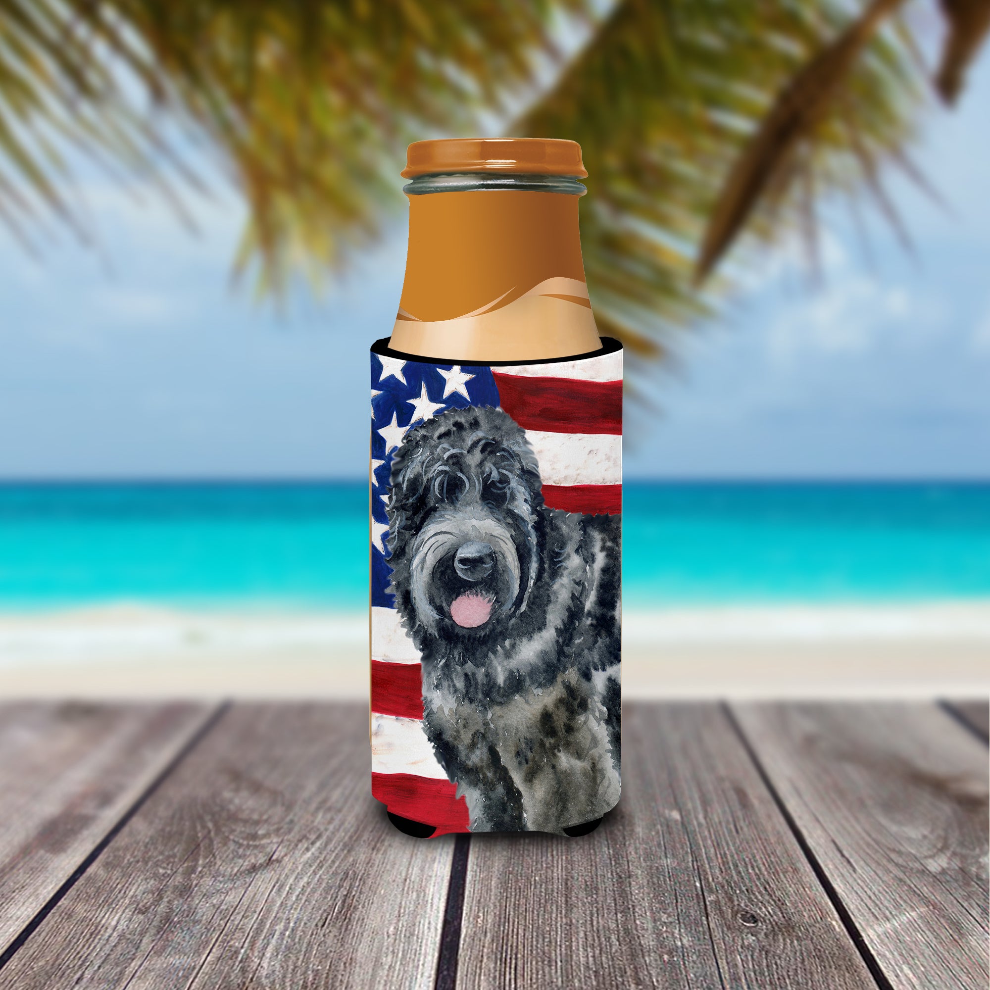 Black Russian Terrier Patriotic  Ultra Hugger for slim cans BB9677MUK  the-store.com.
