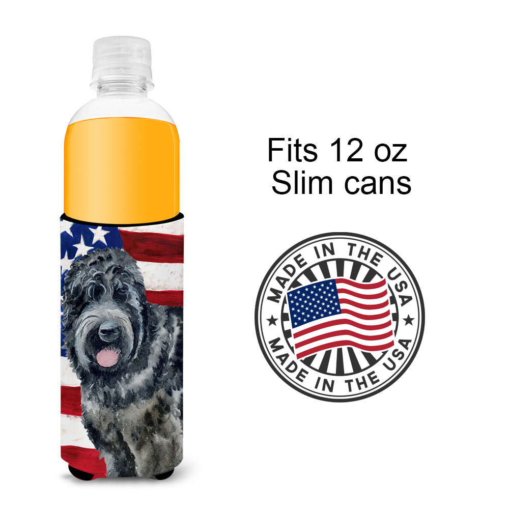 Black Russian Terrier Patriotic  Ultra Hugger for slim cans BB9677MUK