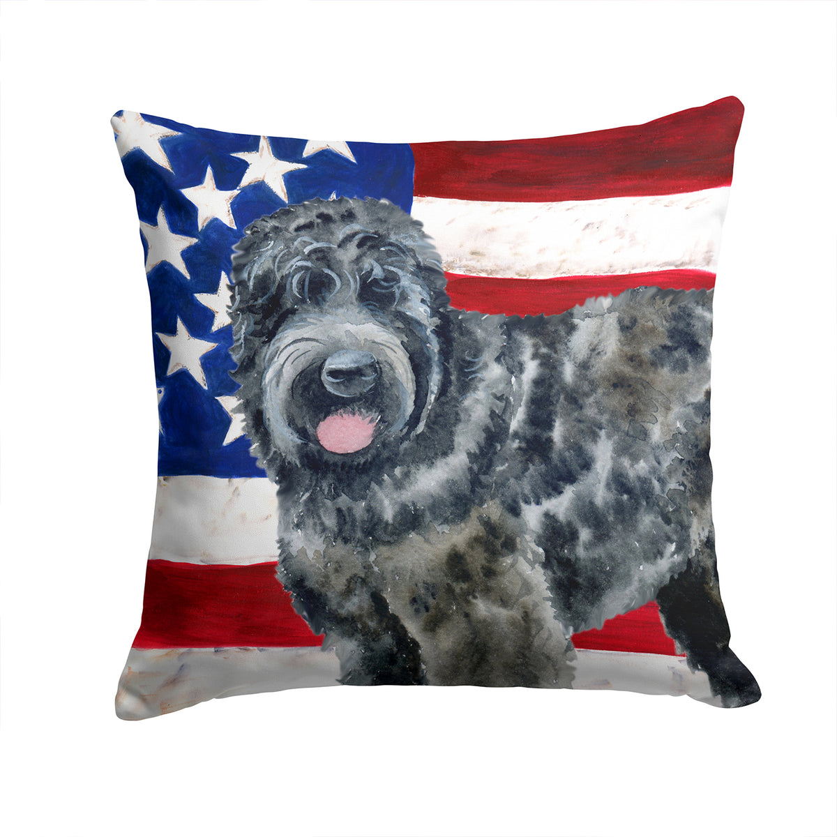 Black Russian Terrier Patriotic Fabric Decorative Pillow BB9677PW1414 - the-store.com