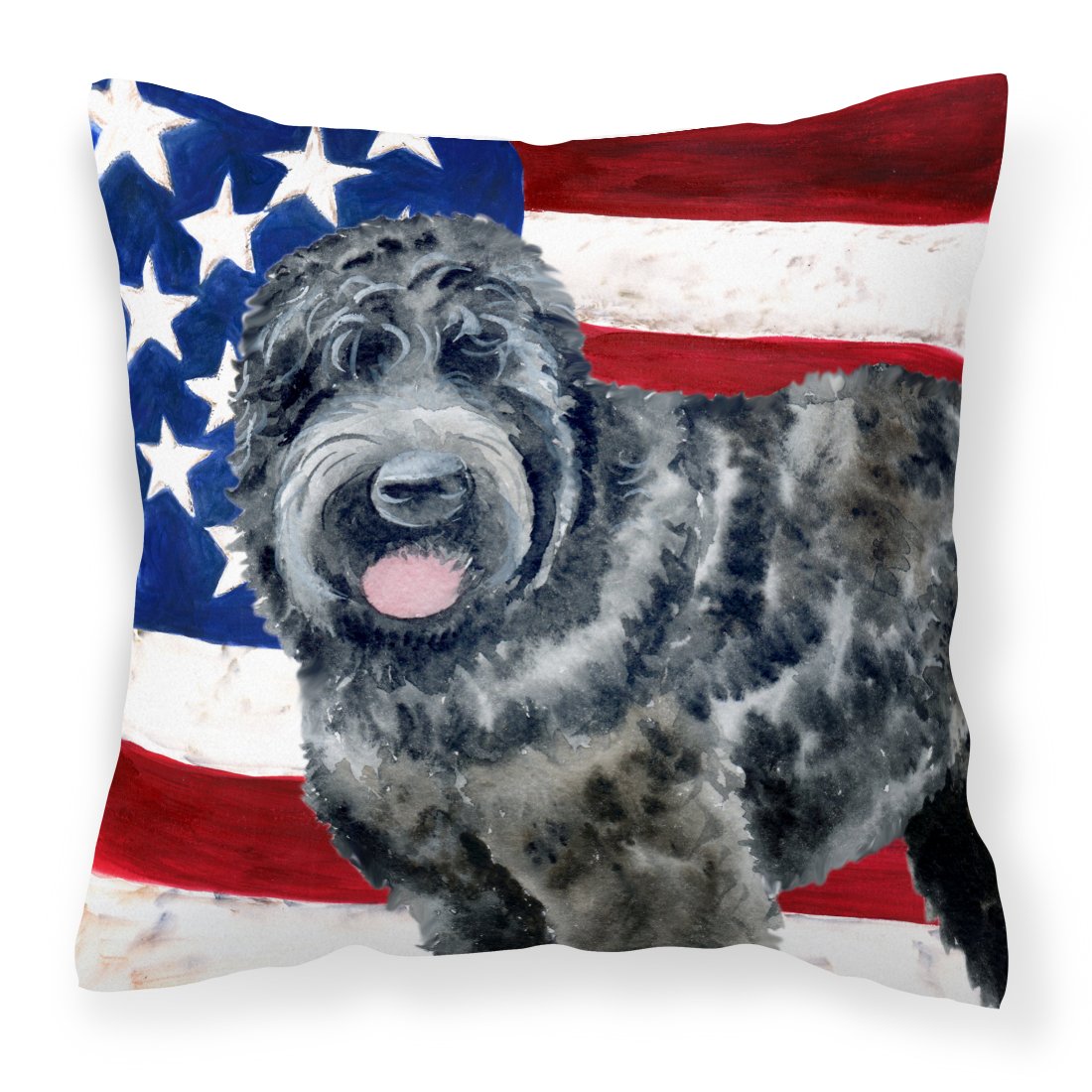 Black Russian Terrier Patriotic Fabric Decorative Pillow BB9677PW1818 by Caroline's Treasures