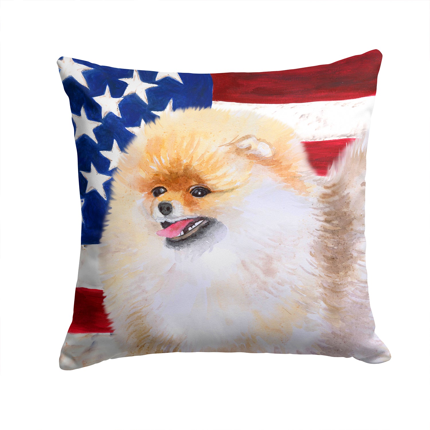 Pomeranian Patriotic Fabric Decorative Pillow BB9682PW1414 - the-store.com