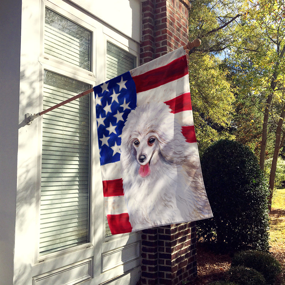 Medium White Poodle Patriotic Flag Canvas House Size BB9683CHF  the-store.com.