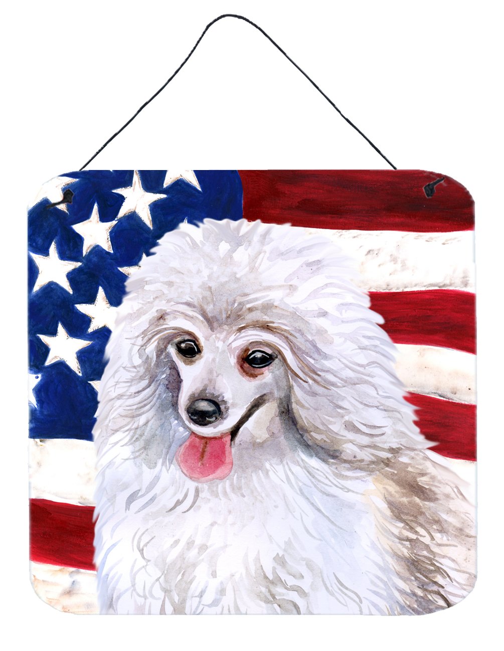 Medium White Poodle Patriotic Wall or Door Hanging Prints BB9683DS66 by Caroline&#39;s Treasures