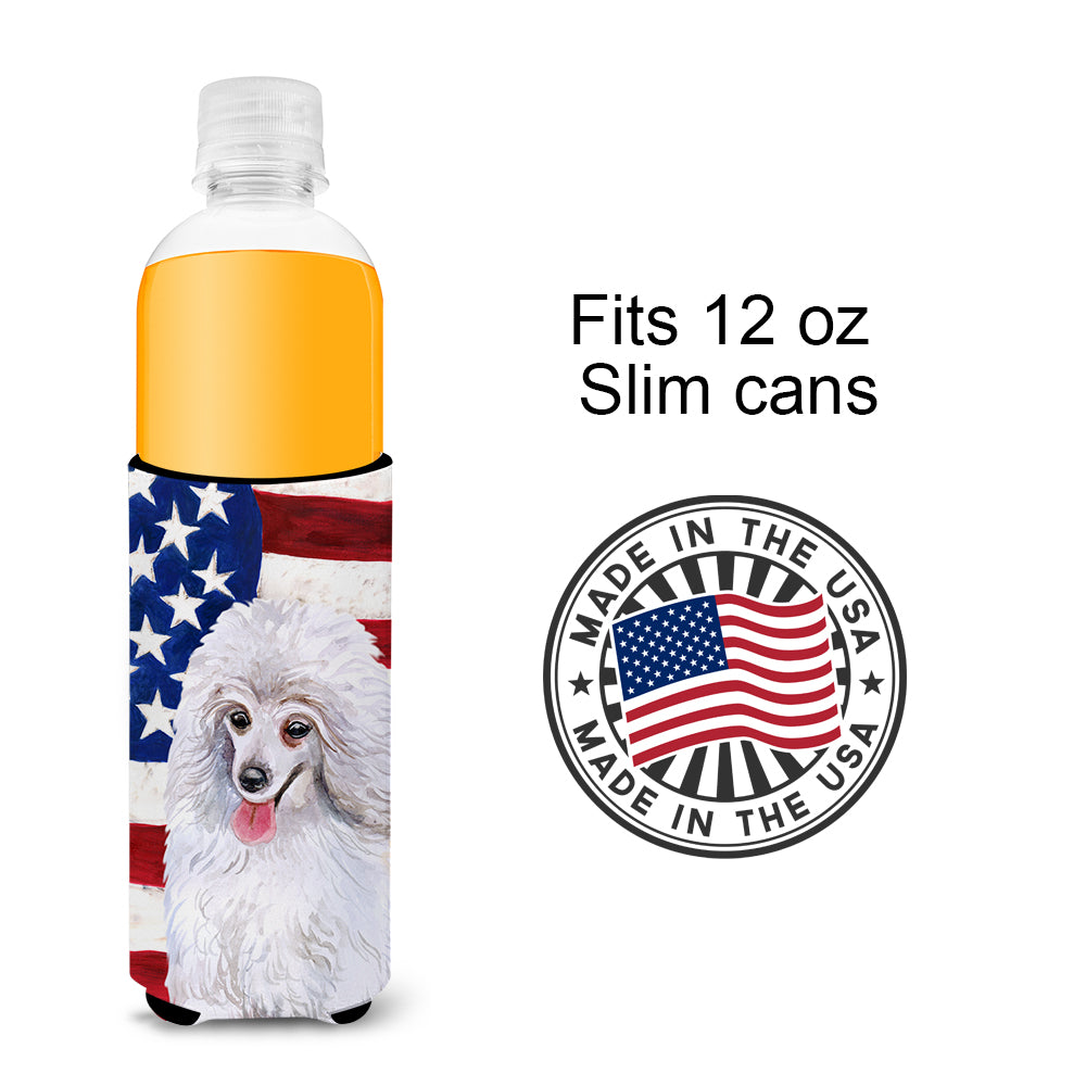 Medium White Poodle Patriotic  Ultra Hugger for slim cans BB9683MUK  the-store.com.