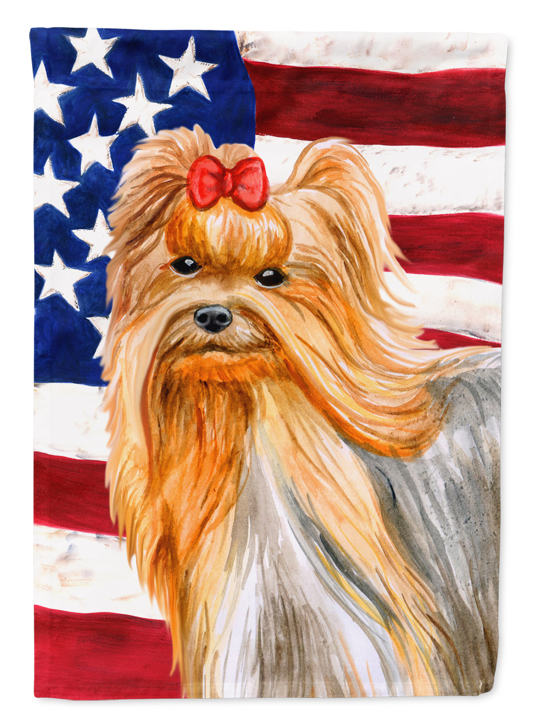 Yorkshire Terrier Patriotic Flag Canvas House Size BB9685CHF  the-store.com.