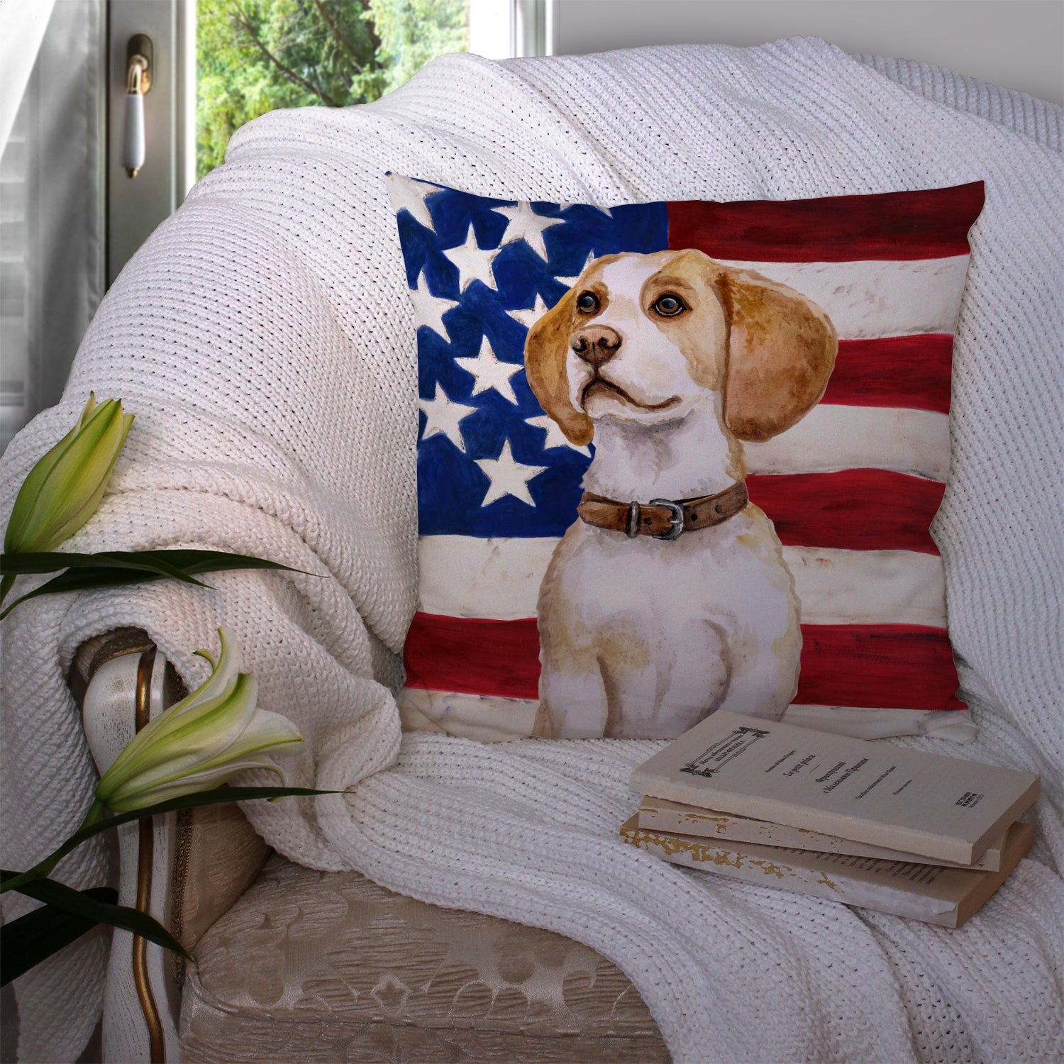 Beagle Patriotic Fabric Decorative Pillow BB9686PW1414 - the-store.com