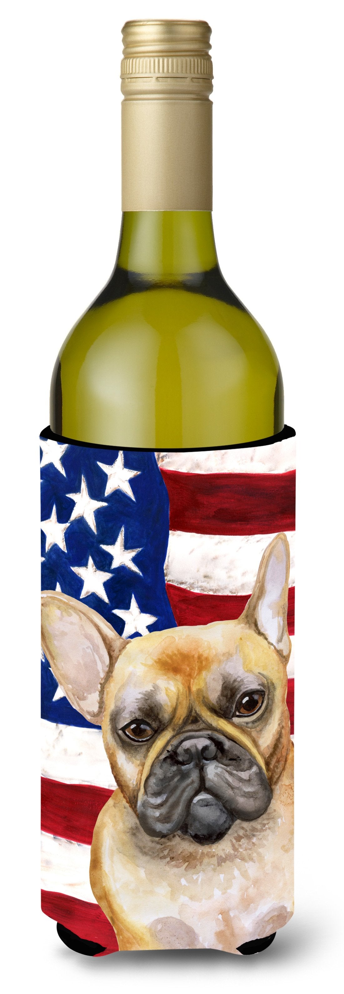 French Bulldog Patriotic Wine Bottle Beverge Insulator Hugger BB9688LITERK by Caroline&#39;s Treasures