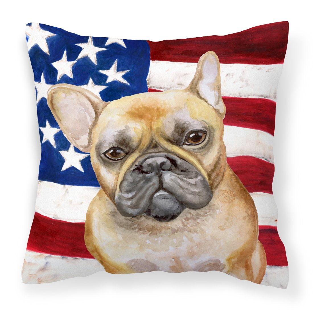French Bulldog Patriotic Fabric Decorative Pillow BB9688PW1818 by Caroline's Treasures