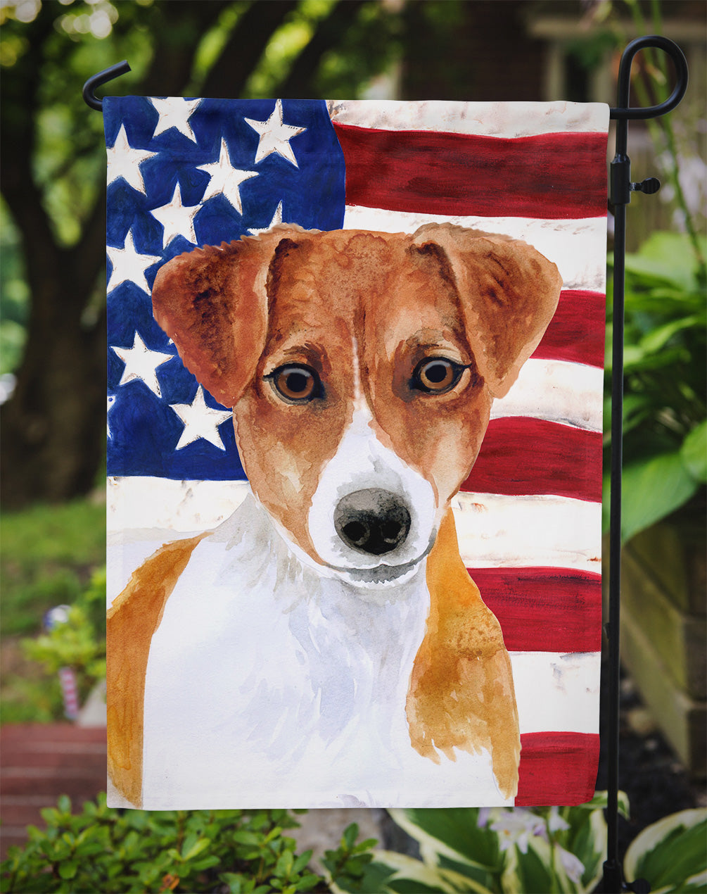 Jack Russell Terrier Patriotic Flag Garden Size BB9689GF  the-store.com.