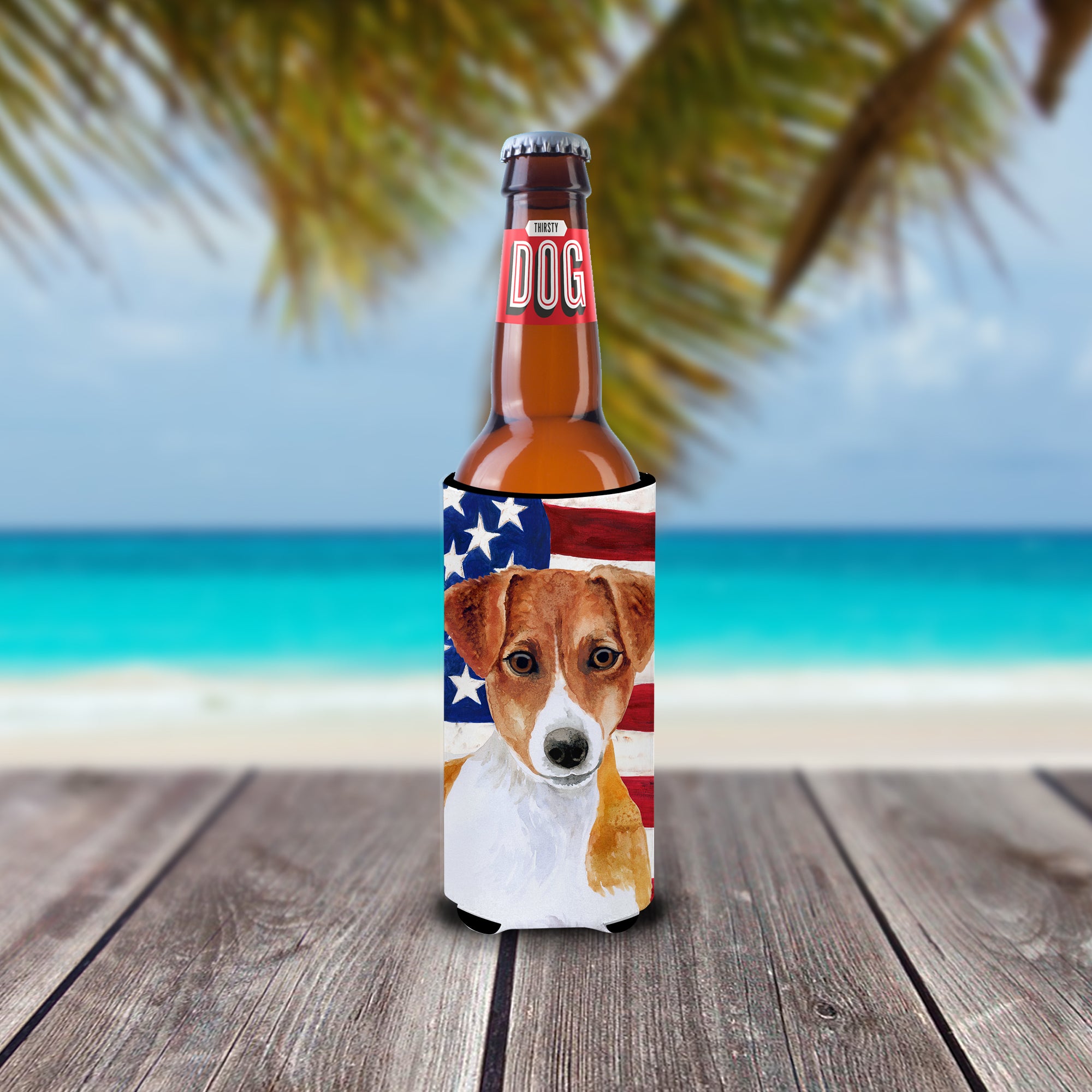 Jack Russell Terrier Patriotic  Ultra Hugger for slim cans BB9689MUK  the-store.com.