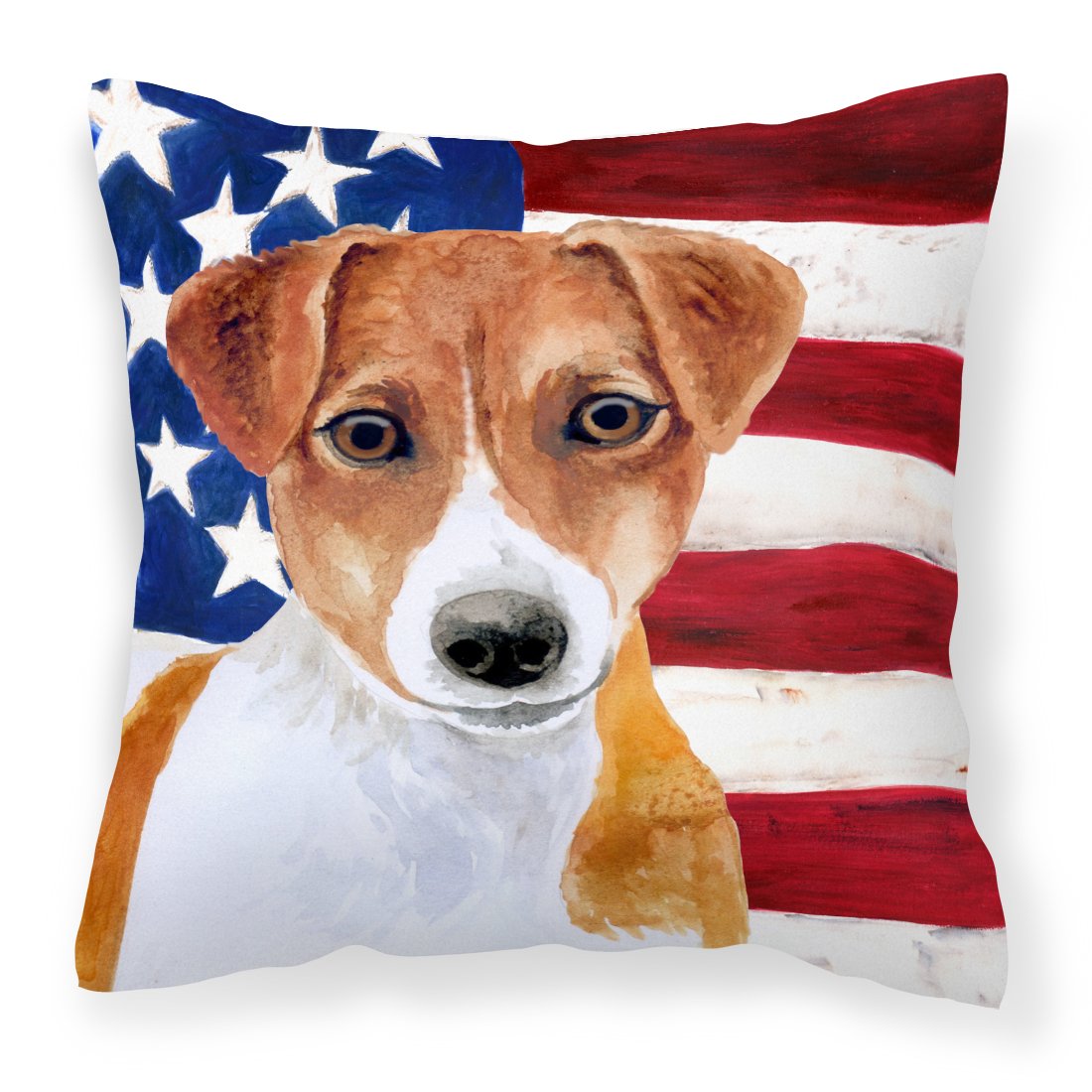 Jack Russell Terrier Patriotic Fabric Decorative Pillow BB9689PW1818 by Caroline&#39;s Treasures