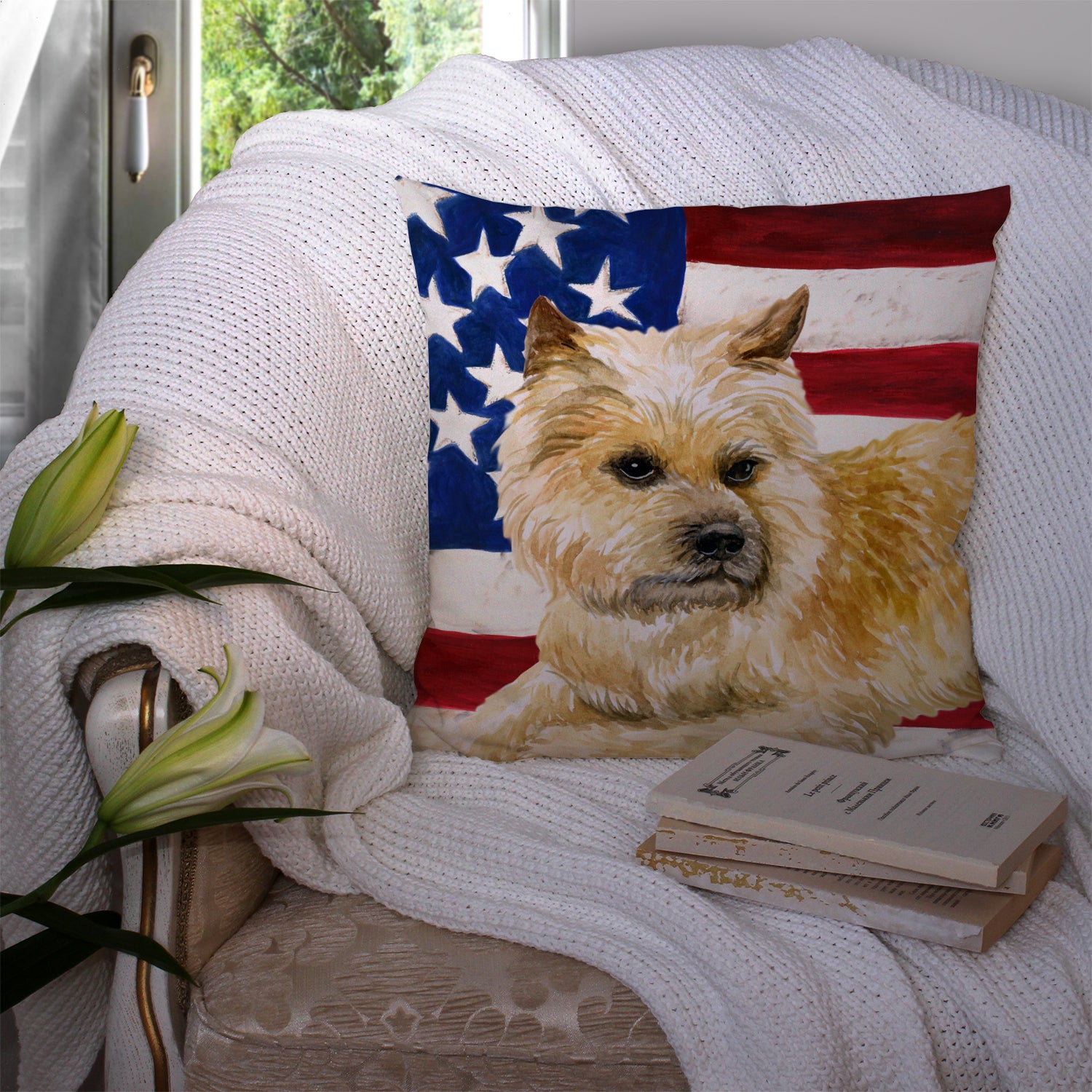 Cairn Terrier Patriotic Fabric Decorative Pillow BB9690PW1414 - the-store.com