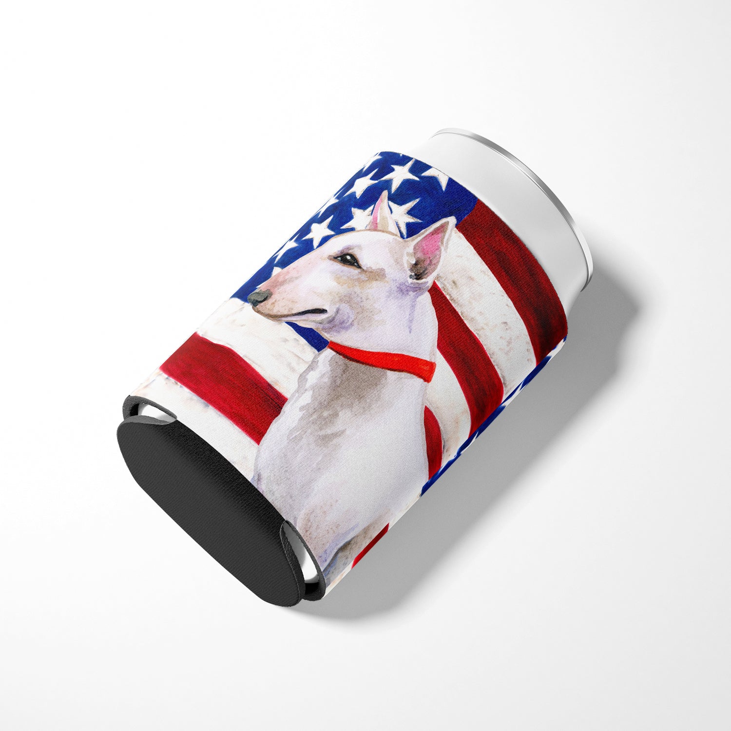 Bull Terrier Patriotic Can or Bottle Hugger BB9693CC