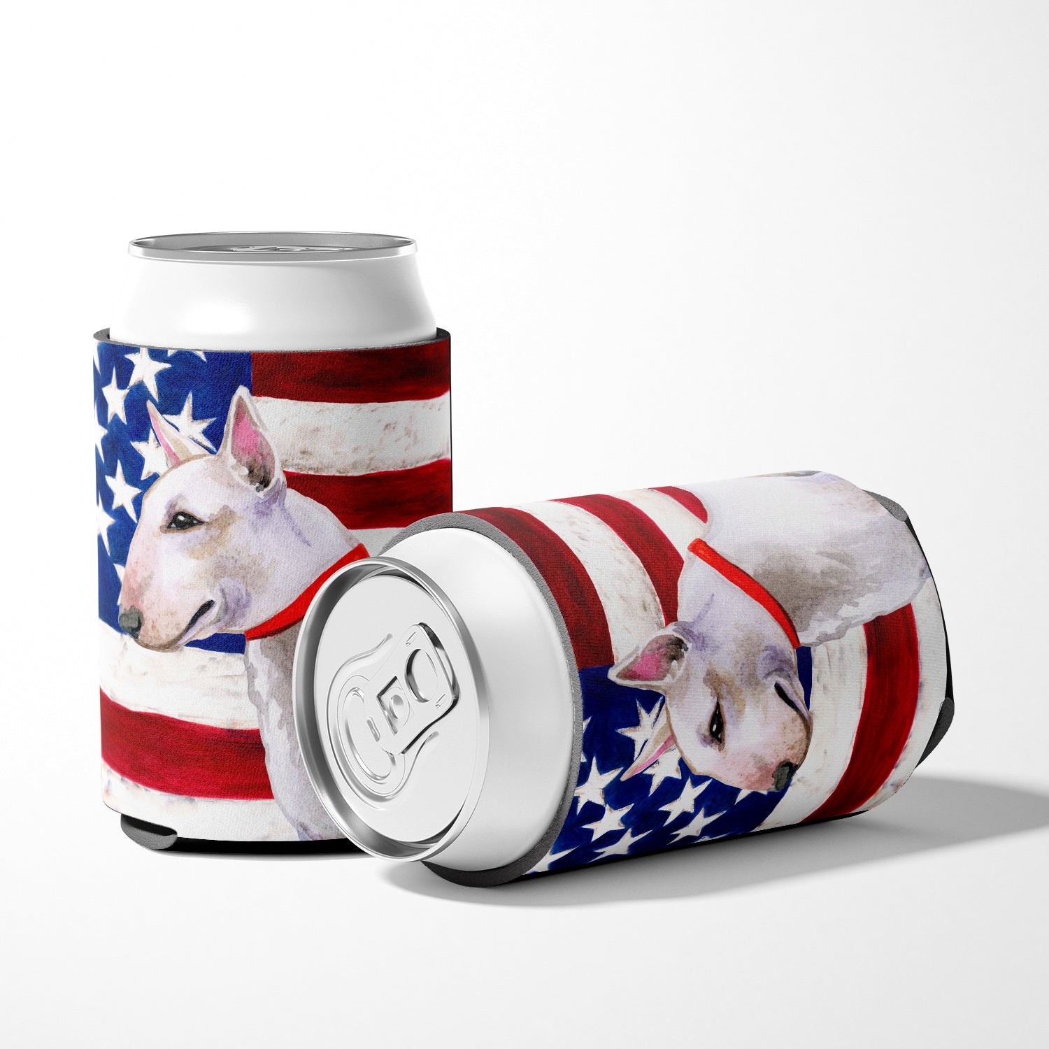 Bull Terrier Patriotic Can or Bottle Hugger BB9693CC