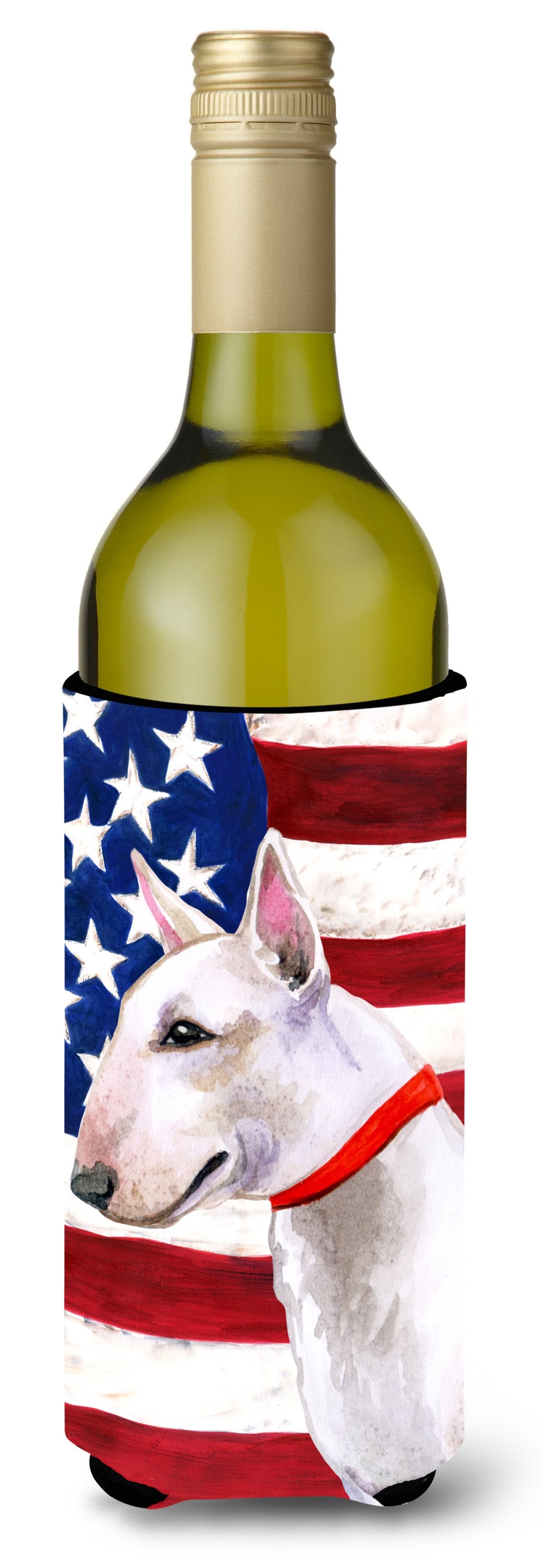 Bull Terrier Patriotic Wine Bottle Beverge Insulator Hugger BB9693LITERK by Caroline&#39;s Treasures