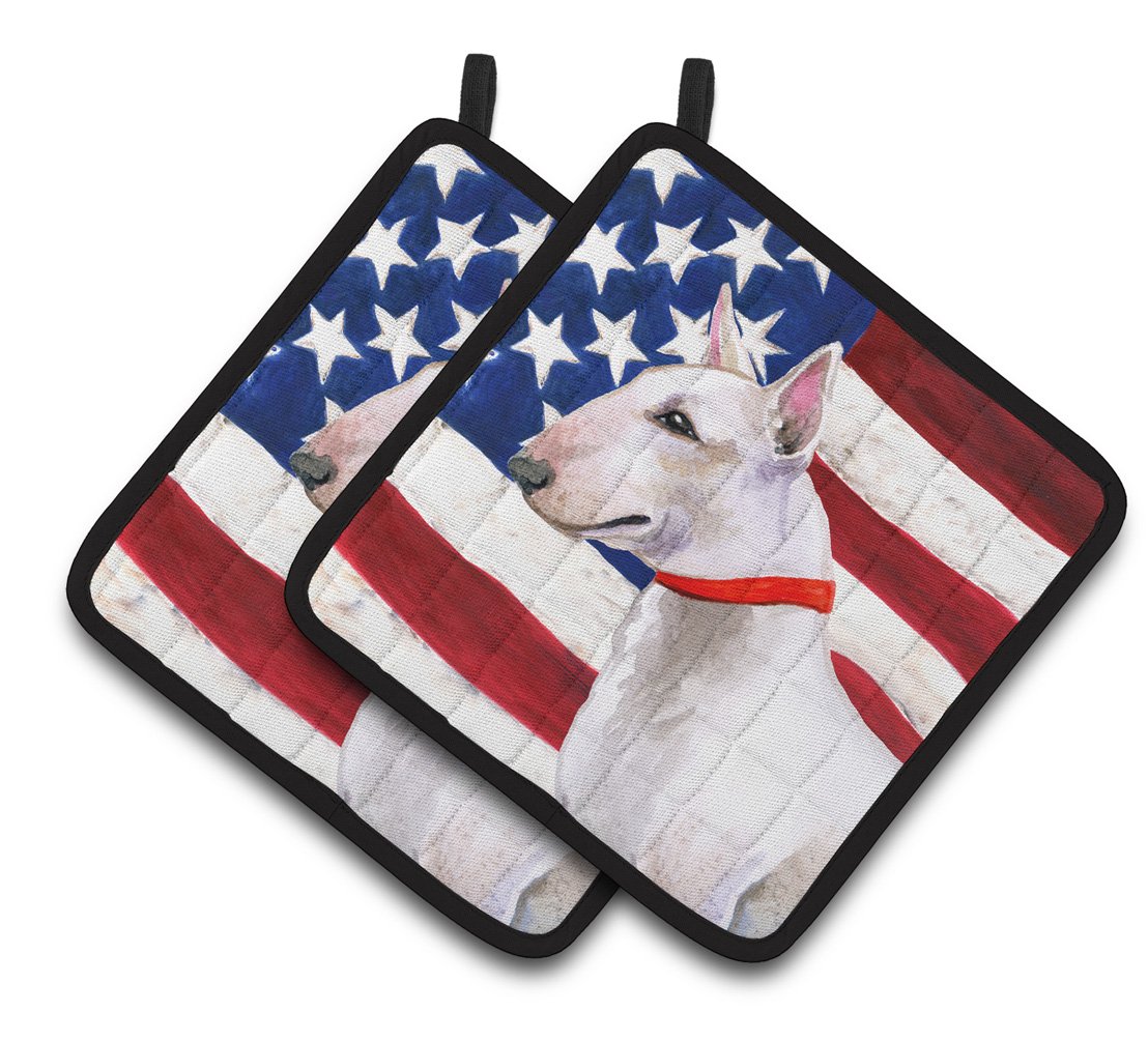 Bull Terrier Patriotic Pair of Pot Holders BB9693PTHD by Caroline&#39;s Treasures