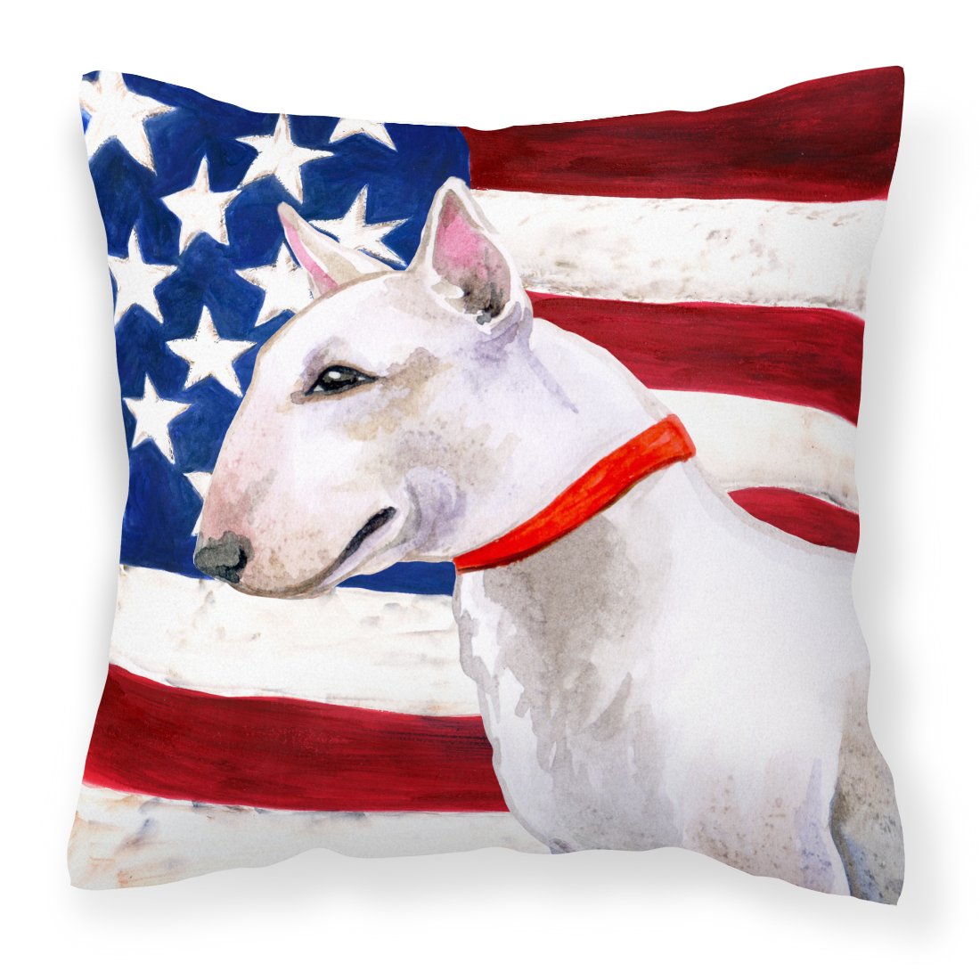 Bull Terrier Patriotic Fabric Decorative Pillow BB9693PW1818 by Caroline&#39;s Treasures