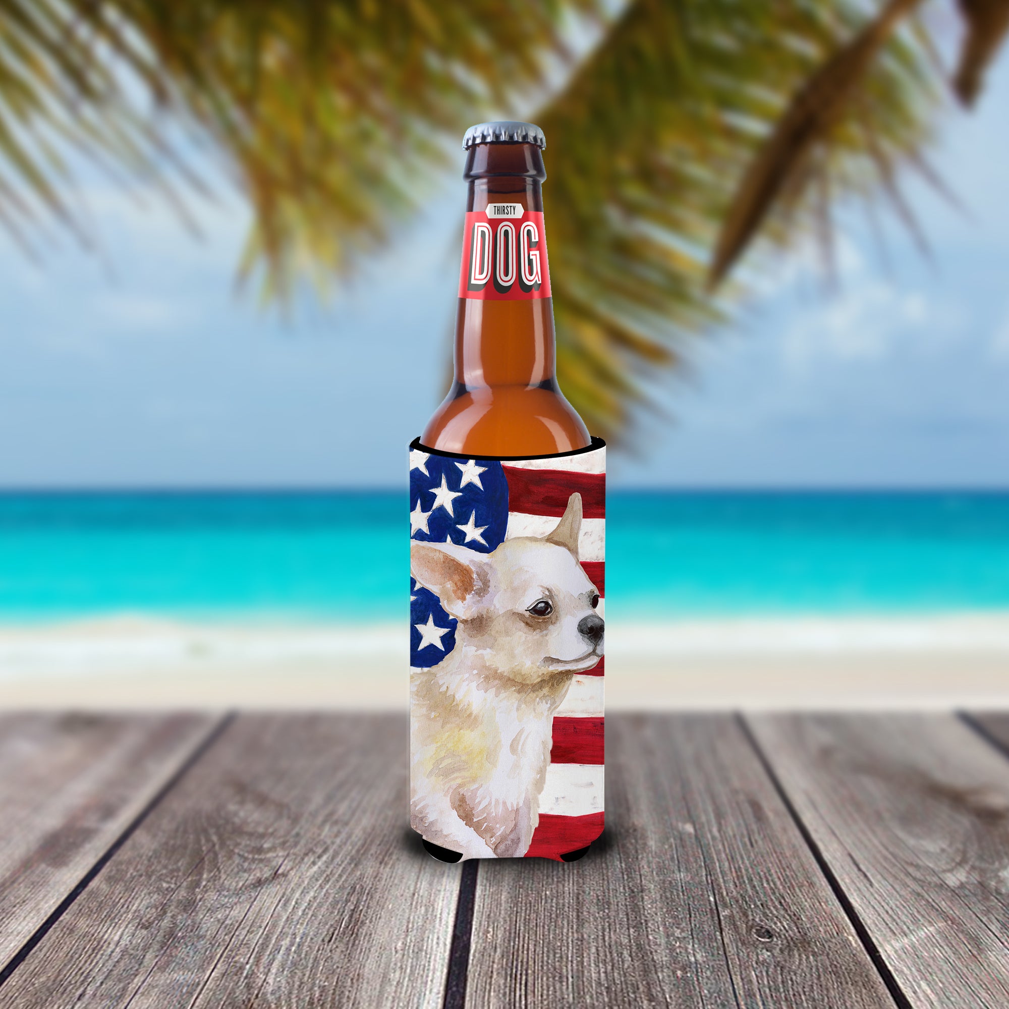 Chihuahua Leg up Patriotic  Ultra Hugger for slim cans BB9697MUK  the-store.com.