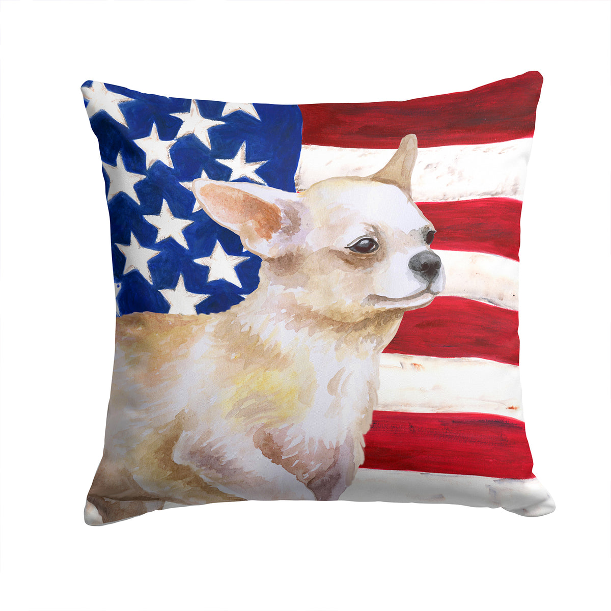 Chihuahua Leg up Patriotic Fabric Decorative Pillow BB9697PW1414 - the-store.com