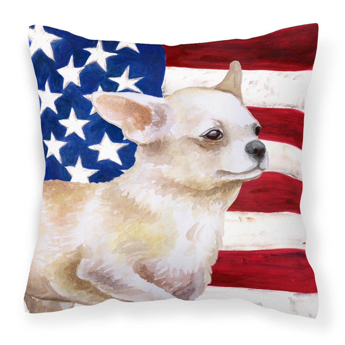 Chihuahua Leg up Patriotic Fabric Decorative Pillow BB9697PW1818 by Caroline&#39;s Treasures