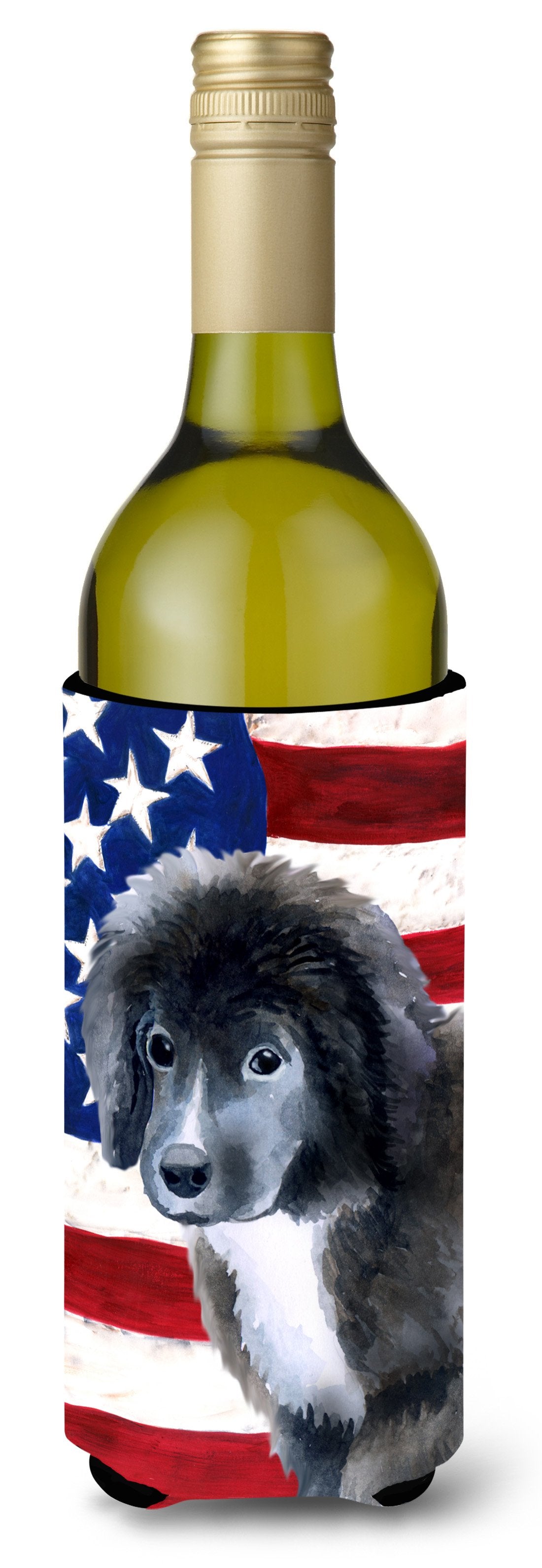 Newfoundland Puppy Patriotic Wine Bottle Beverge Insulator Hugger BB9699LITERK by Caroline&#39;s Treasures