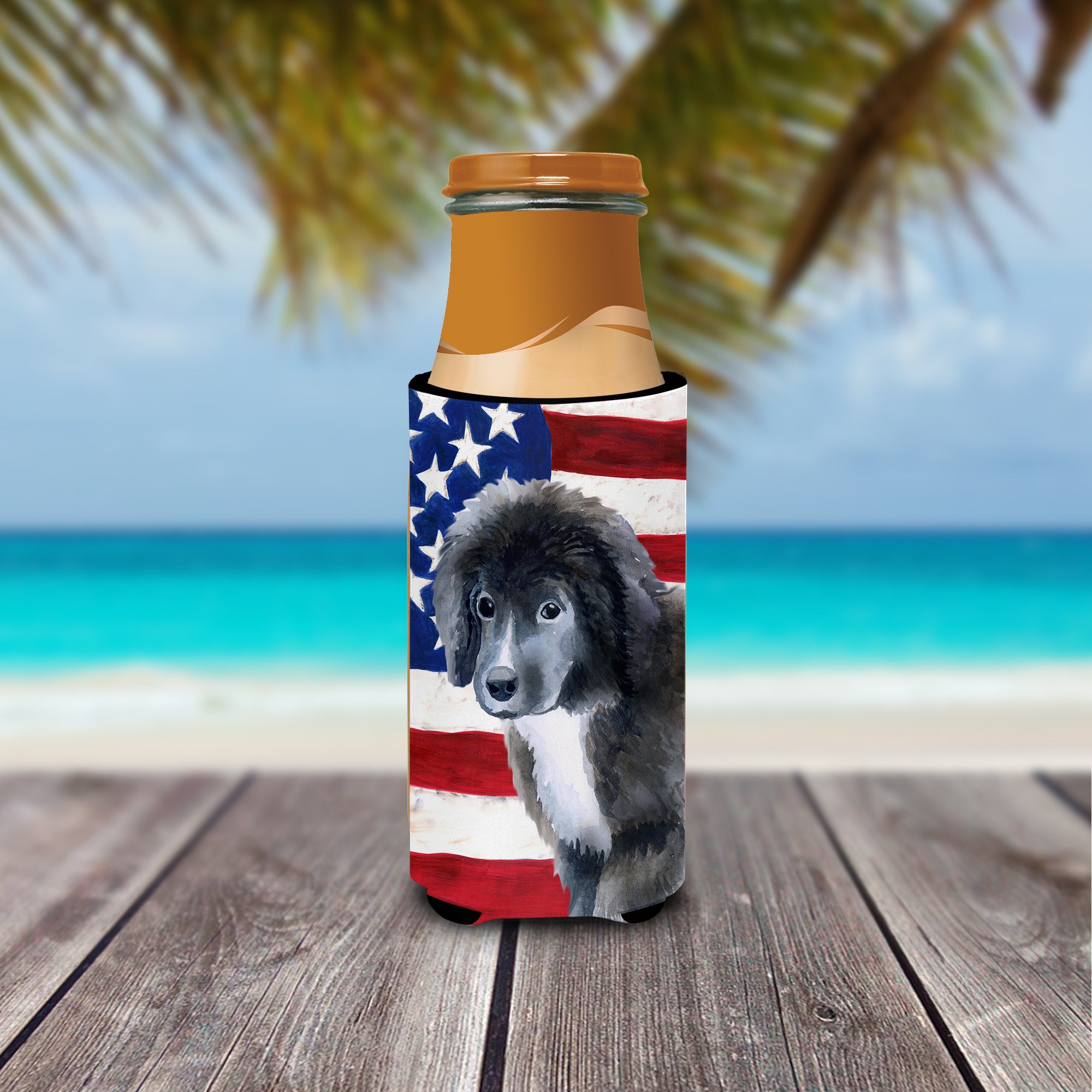 Newfoundland Puppy Patriotic  Ultra Hugger for slim cans BB9699MUK