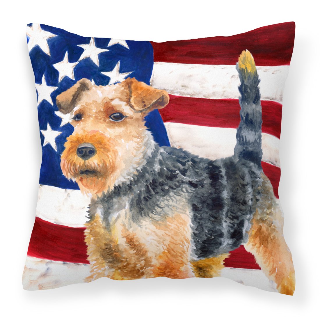 Welsh Terrier Patriotic Fabric Decorative Pillow BB9700PW1818 by Caroline&#39;s Treasures