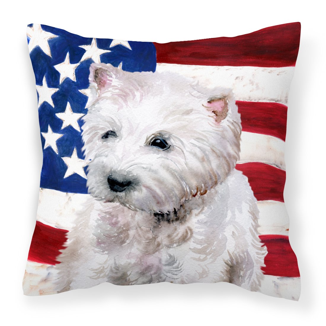 Westie Patriotic Fabric Decorative Pillow BB9701PW1818 by Caroline&#39;s Treasures