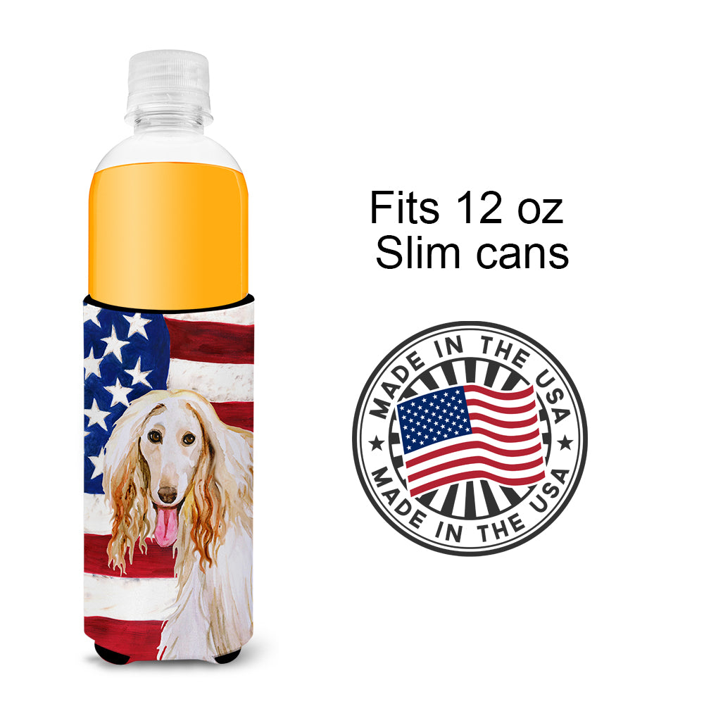 Afghan Hound Patriotic  Ultra Hugger for slim cans BB9702MUK  the-store.com.