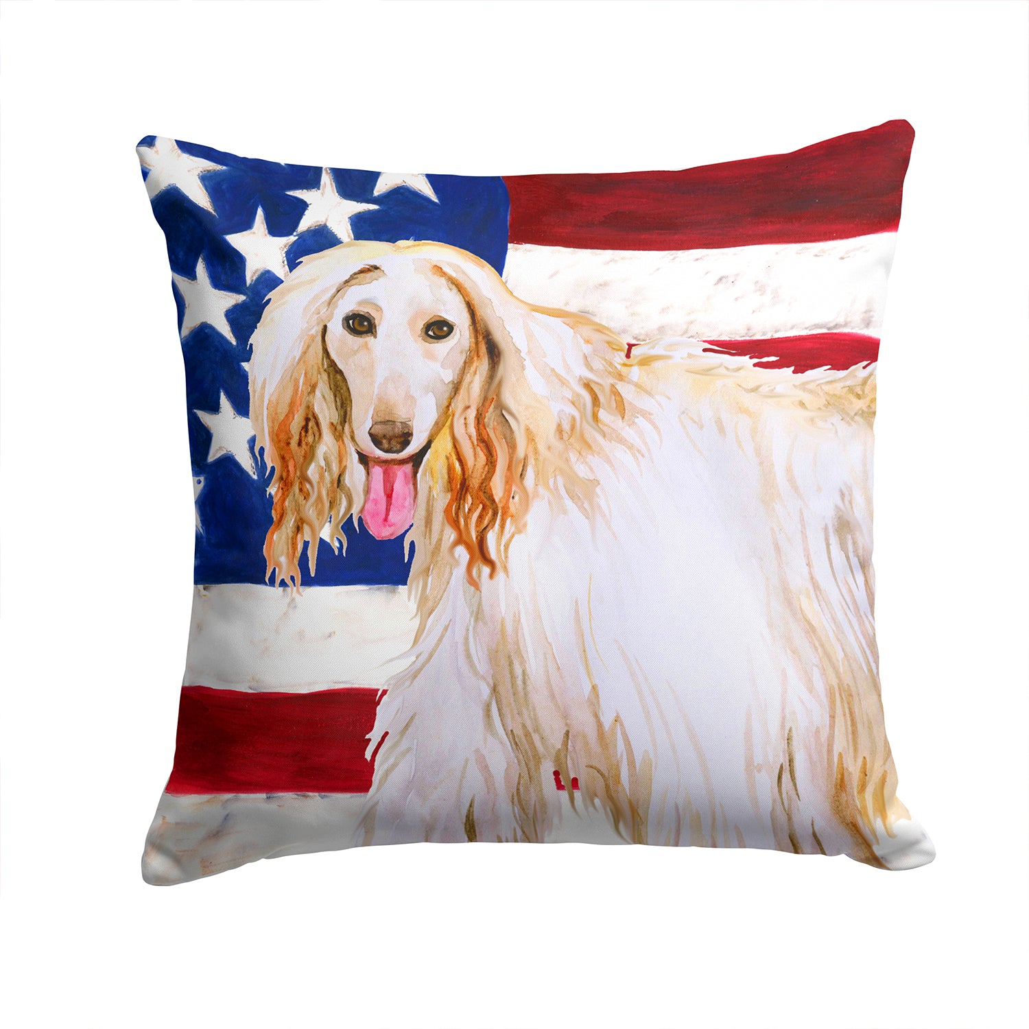Afghan Hound Patriotic Fabric Decorative Pillow BB9702PW1414 - the-store.com