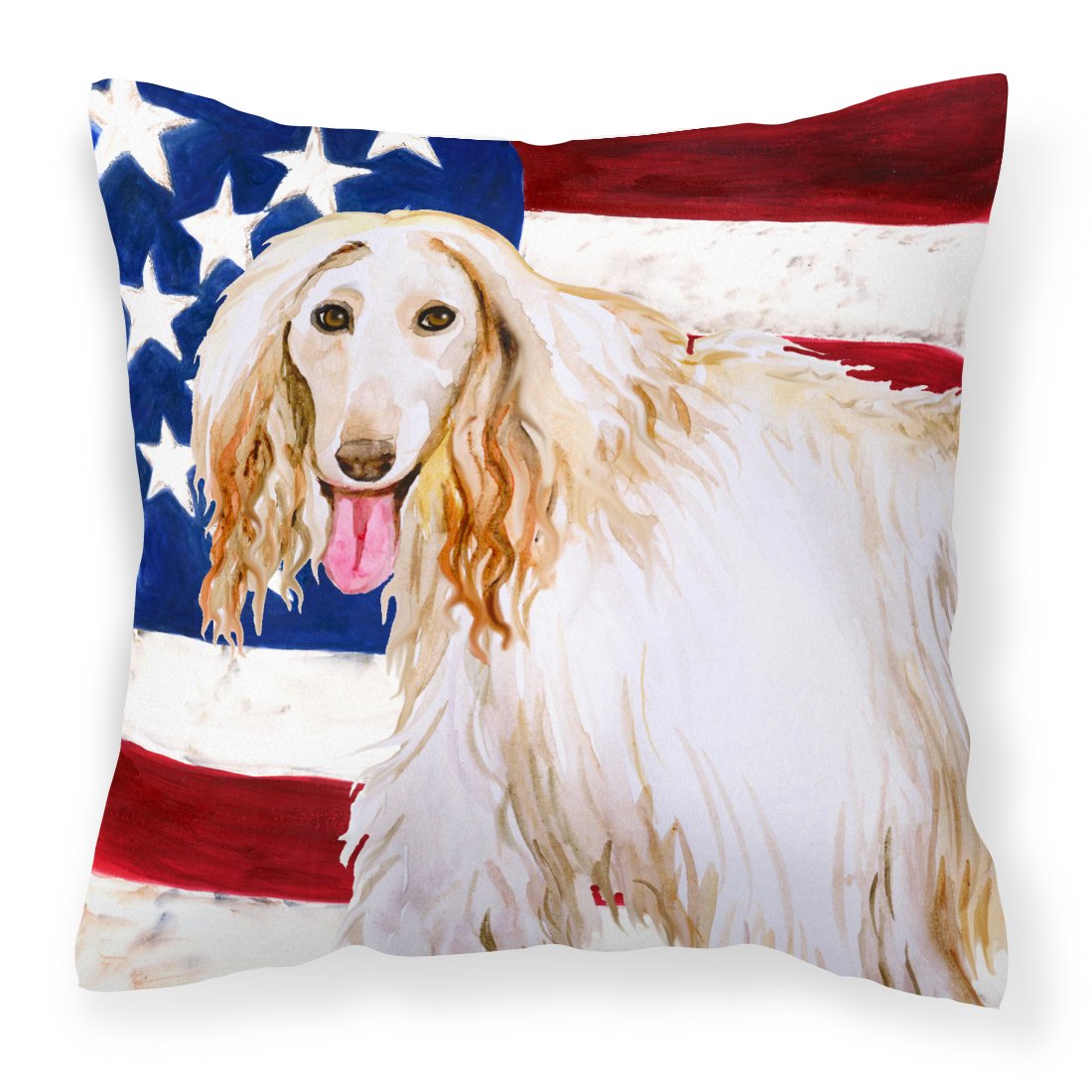 Afghan Hound Patriotic Fabric Decorative Pillow BB9702PW1818 by Caroline&#39;s Treasures