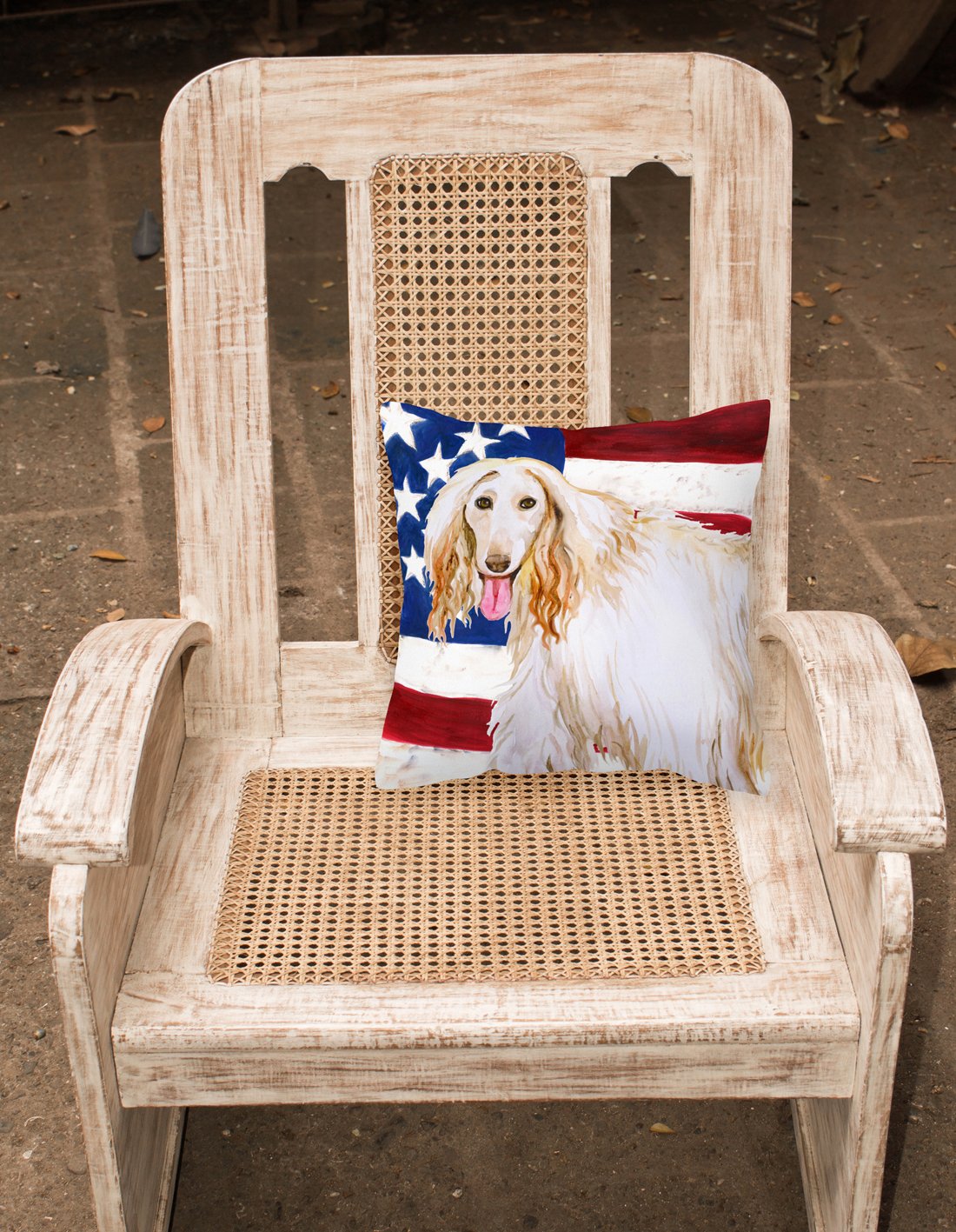 Afghan Hound Patriotic Fabric Decorative Pillow BB9702PW1818 by Caroline's Treasures