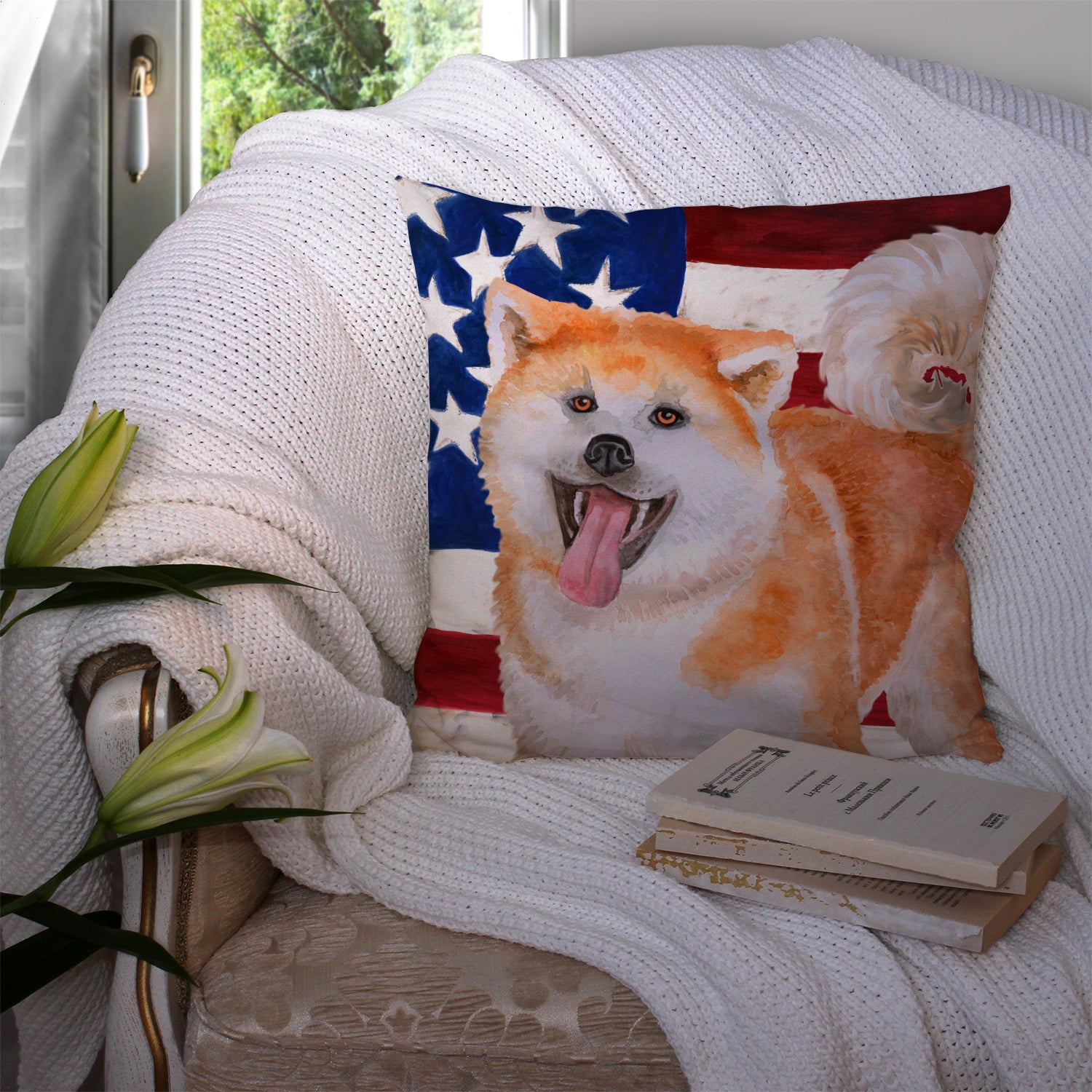 Akita Patriotic Fabric Decorative Pillow BB9703PW1414 - the-store.com