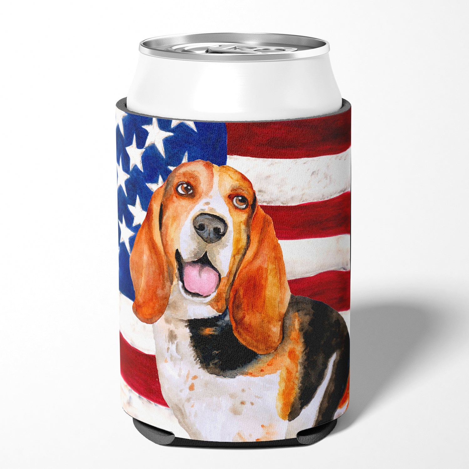 Basset Hound Patriotic Can or Bottle Hugger BB9704CC  the-store.com.