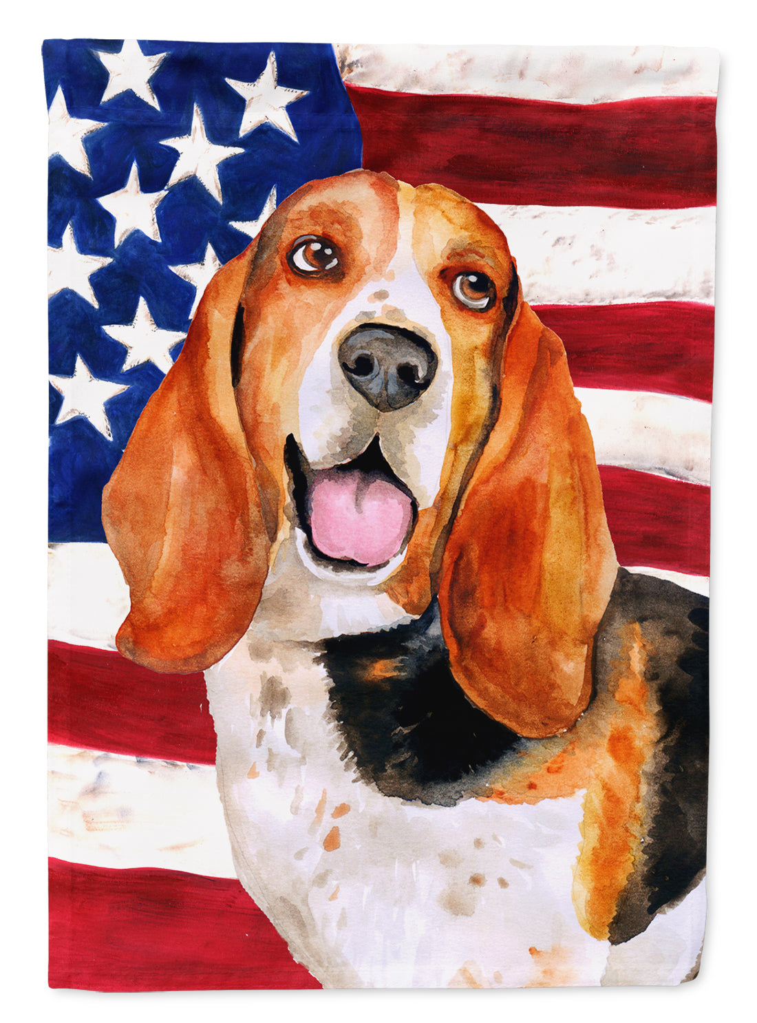 Basset Hound Patriotic Flag Canvas House Size BB9704CHF  the-store.com.
