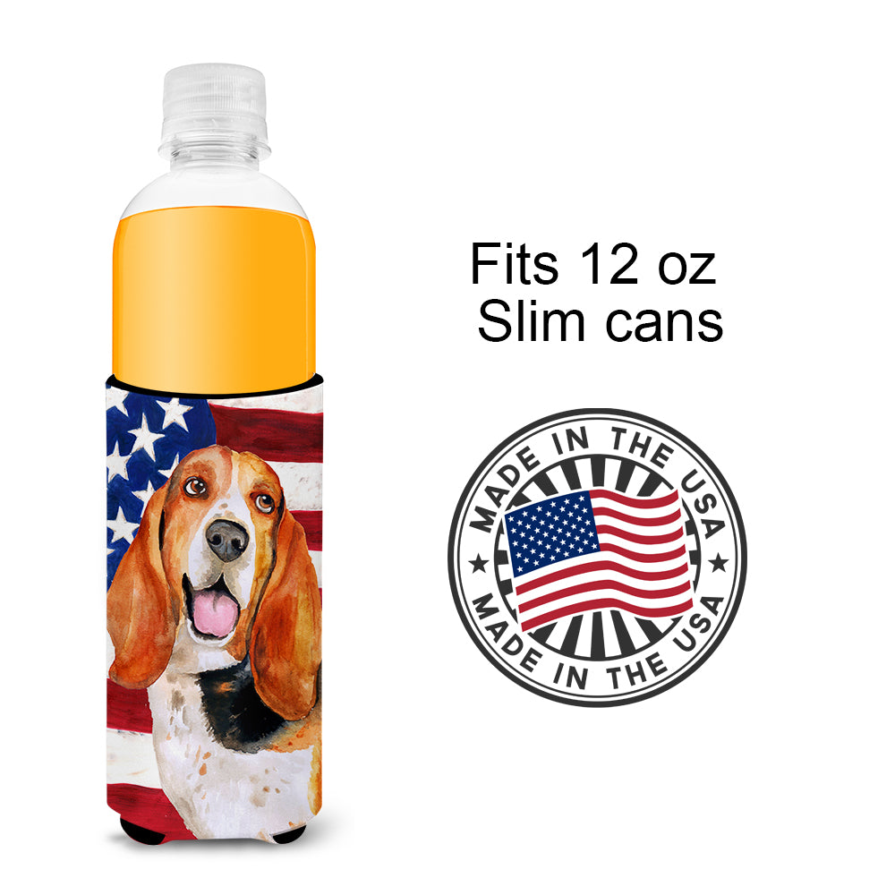 Basset Hound Patriotic  Ultra Hugger for slim cans BB9704MUK  the-store.com.