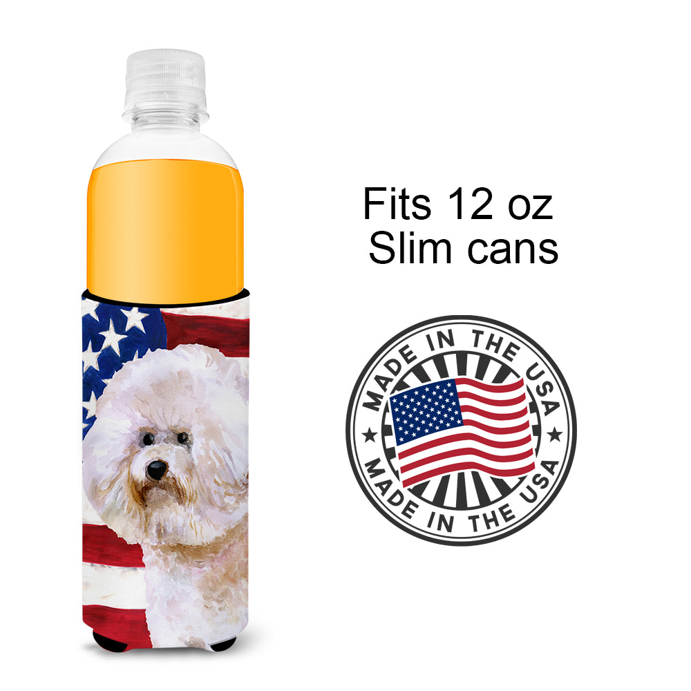 Bichon Frise #2 Patriotic  Ultra Hugger for slim cans BB9705MUK  the-store.com.