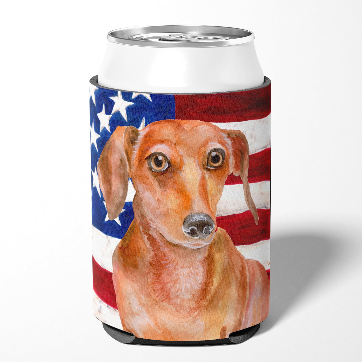 Red Dachshund Patriotic Can or Bottle Hugger BB9707CC