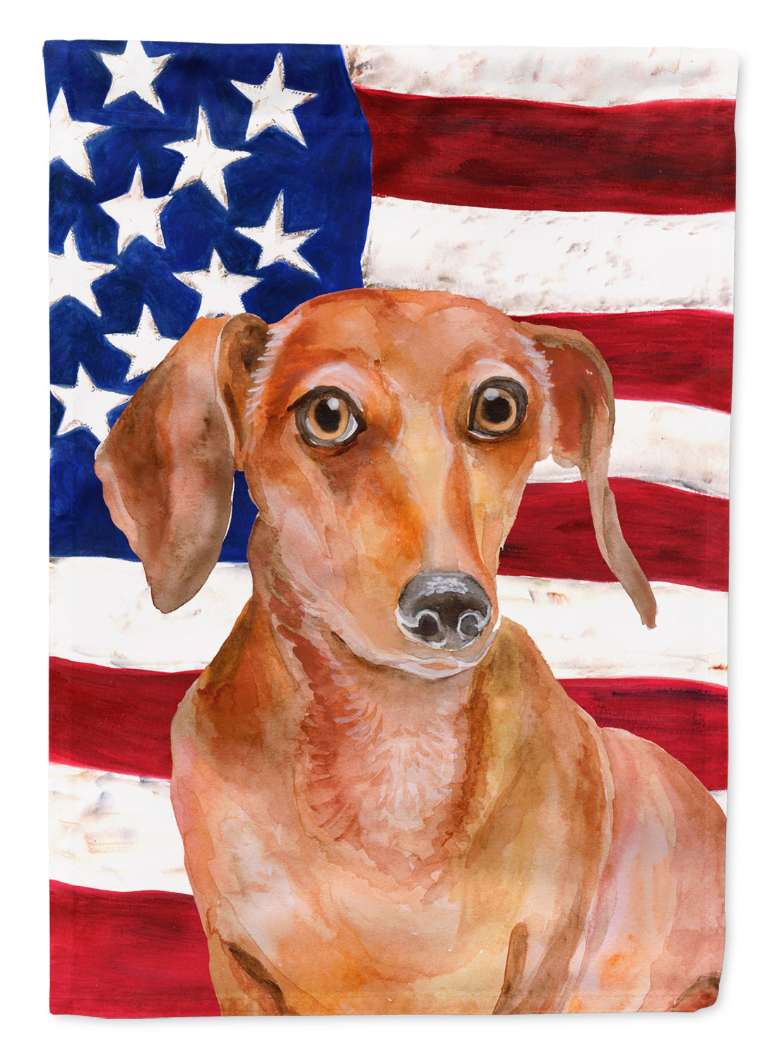 Red Dachshund Patriotic Flag Canvas House Size BB9707CHF