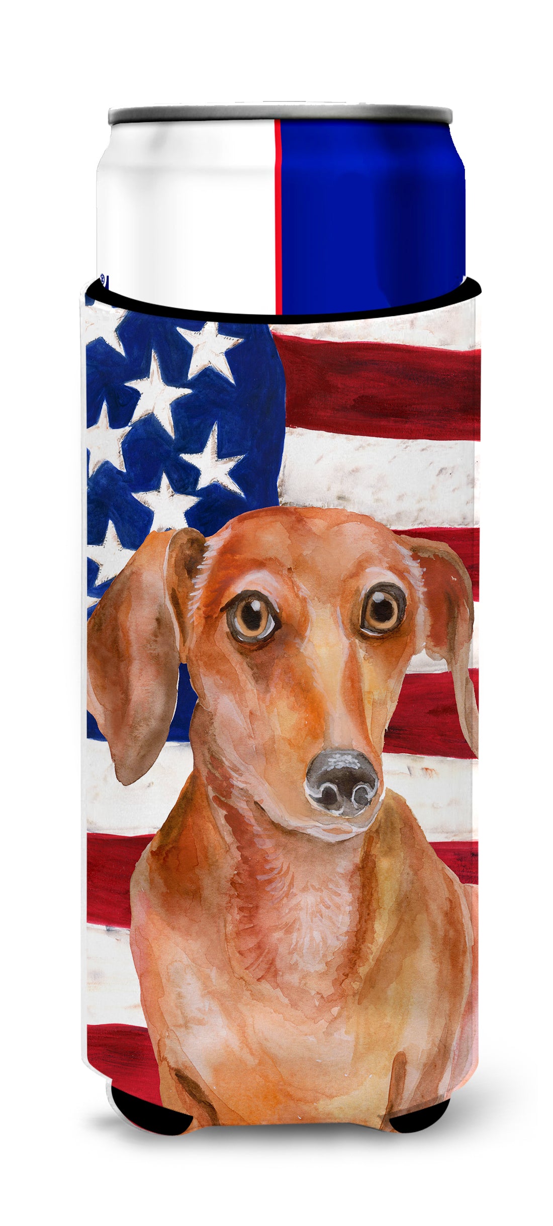 Red Dachshund Patriotic  Ultra Hugger for slim cans BB9707MUK  the-store.com.