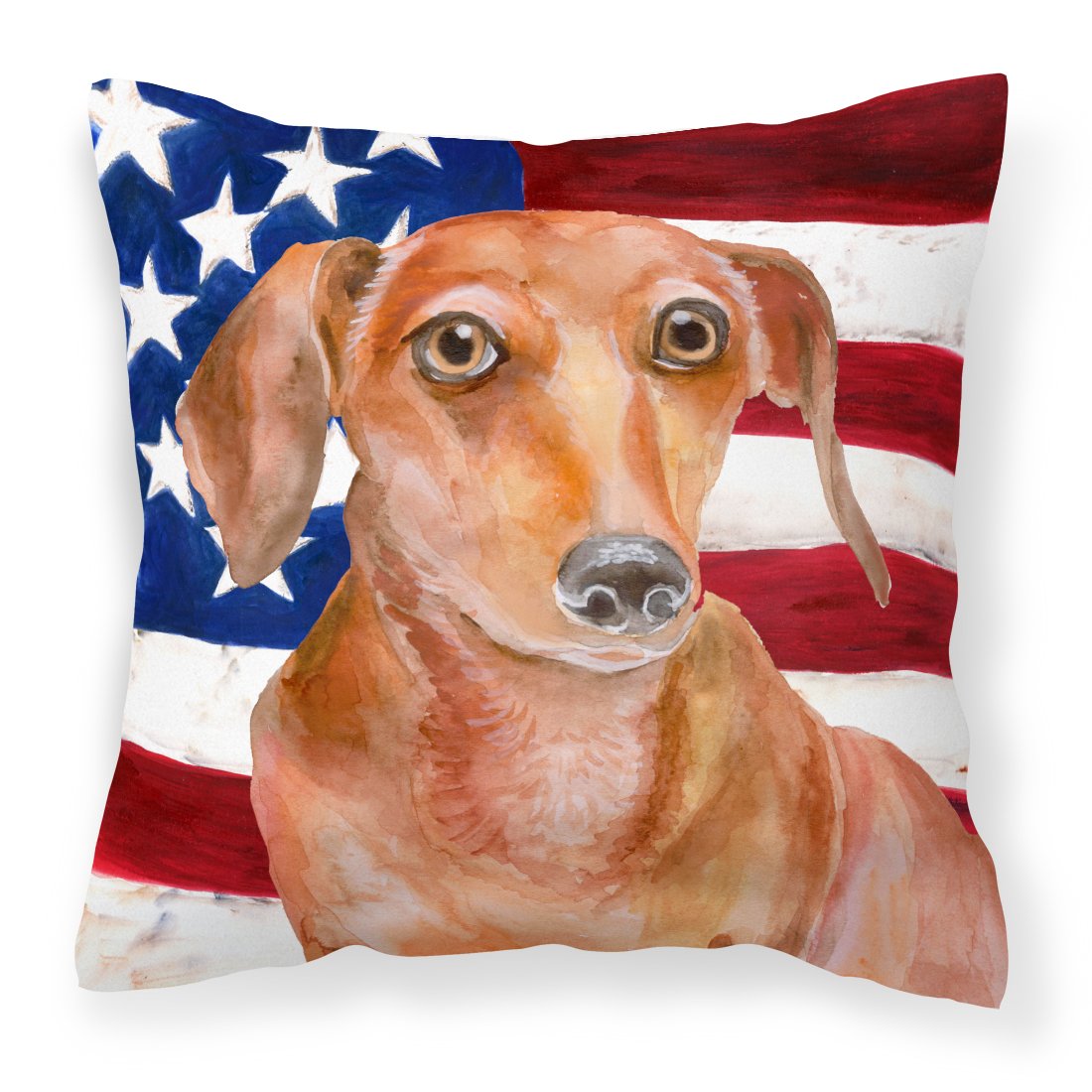 Red Dachshund Patriotic Fabric Decorative Pillow BB9707PW1818 by Caroline&#39;s Treasures