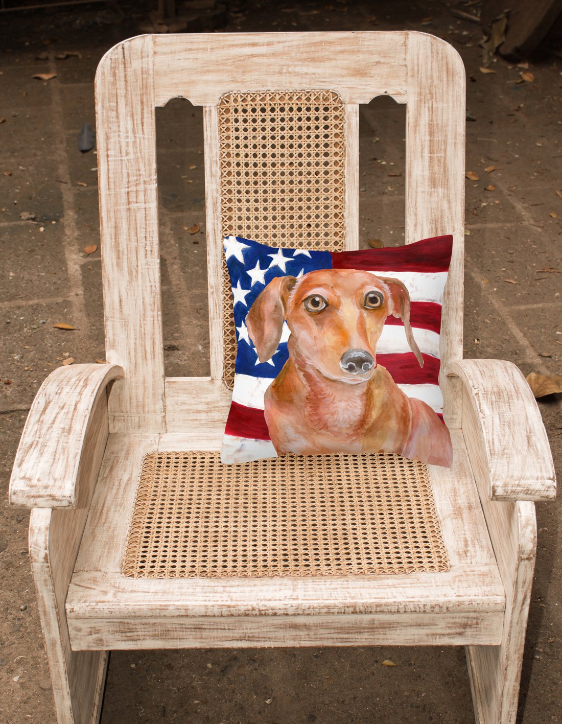 Red Dachshund Patriotic Fabric Decorative Pillow BB9707PW1818 by Caroline's Treasures