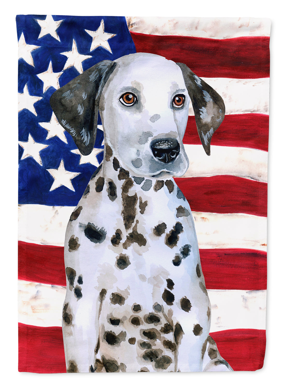 Dalmatian Puppy Patriotic Flag Canvas House Size BB9708CHF