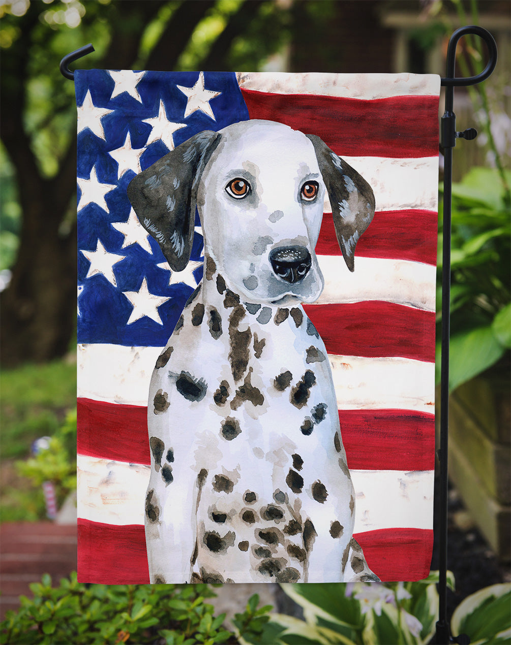 Dalmatian Puppy Patriotic Flag Garden Size BB9708GF