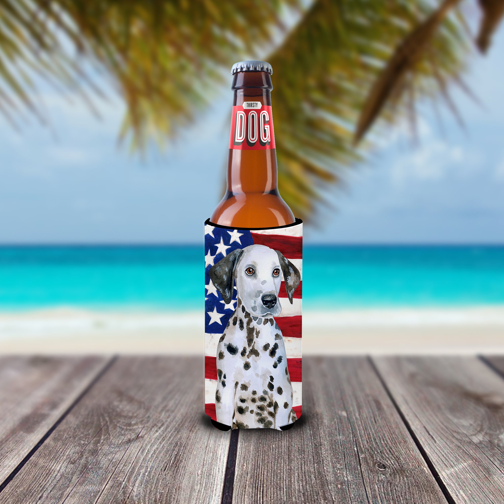 Dalmatian Puppy Patriotic  Ultra Hugger for slim cans BB9708MUK  the-store.com.